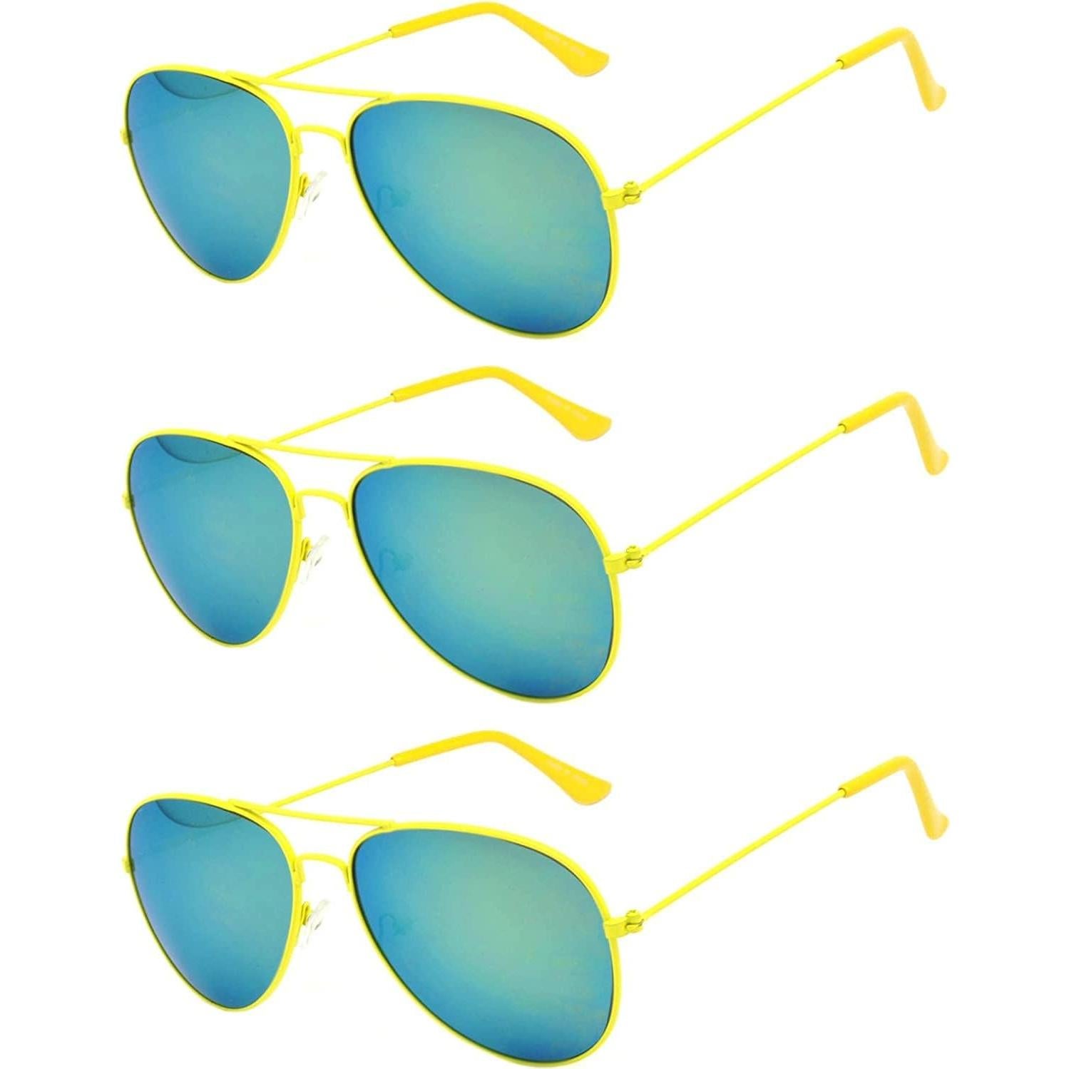 Juego de 3 Gafas de Sol Aviador Metal Coloridas