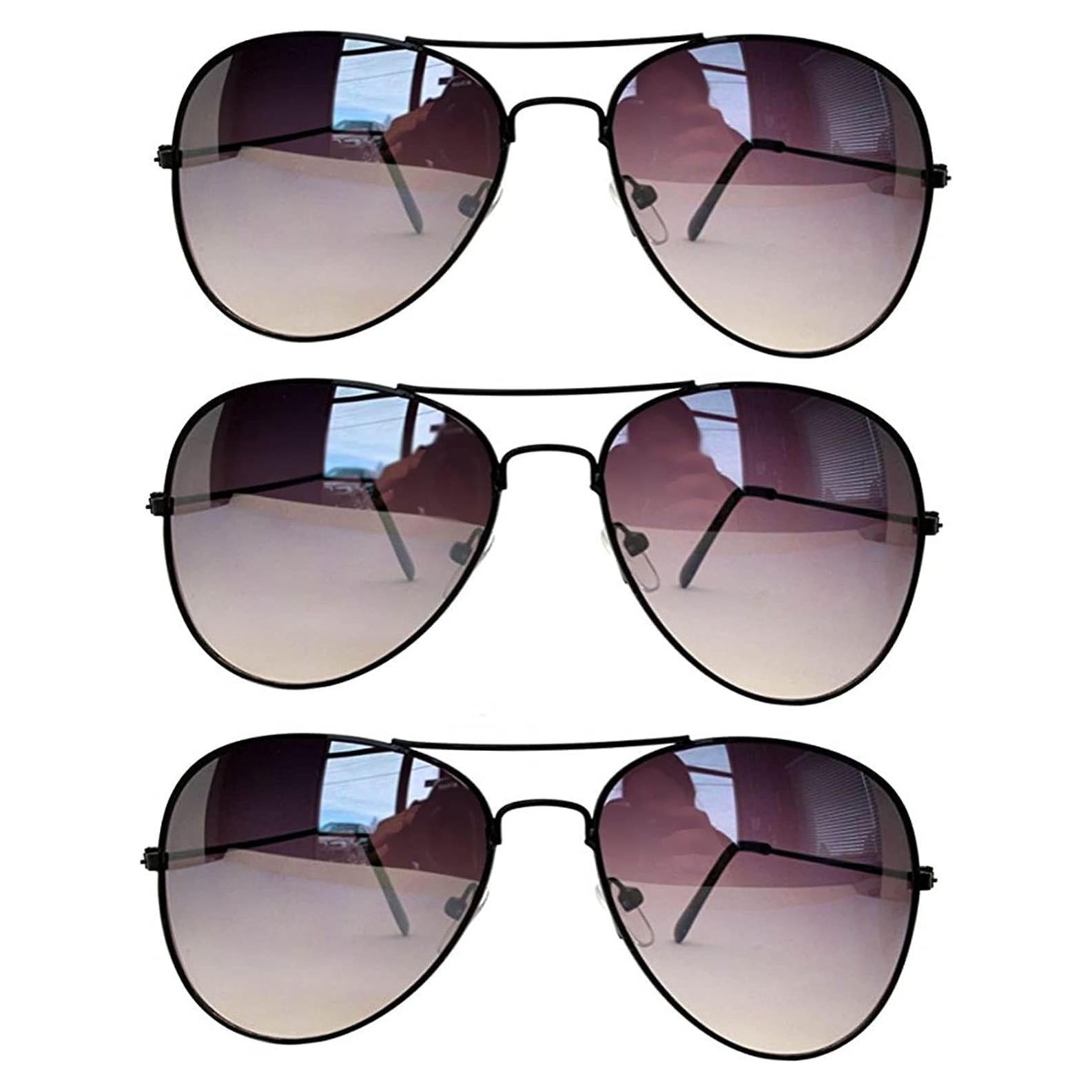 Juego de 3 Gafas de Sol Aviador Metal UV 50mm