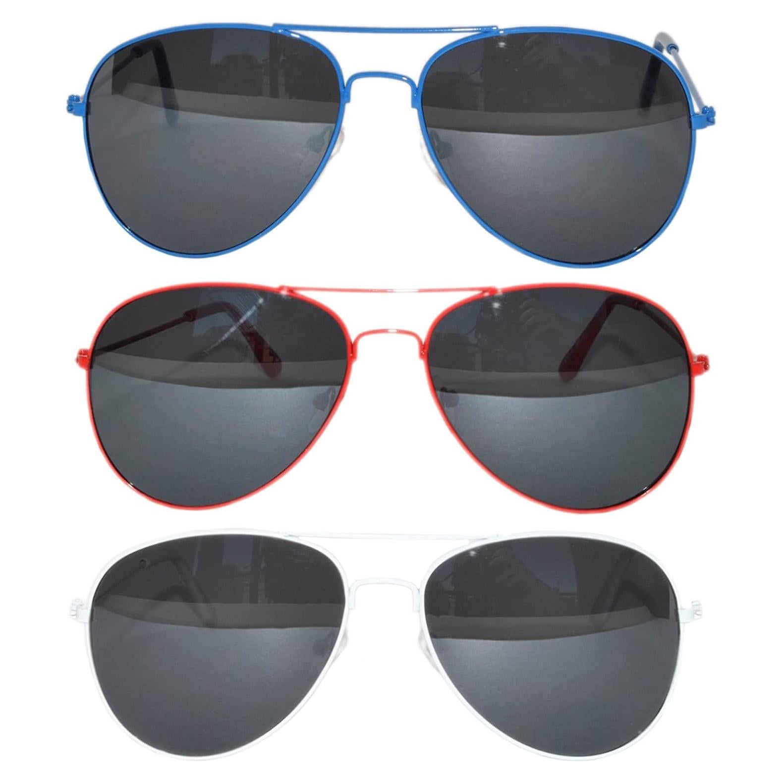 Juego de 3 Gafas de Sol Aviador Metal UV 50mm