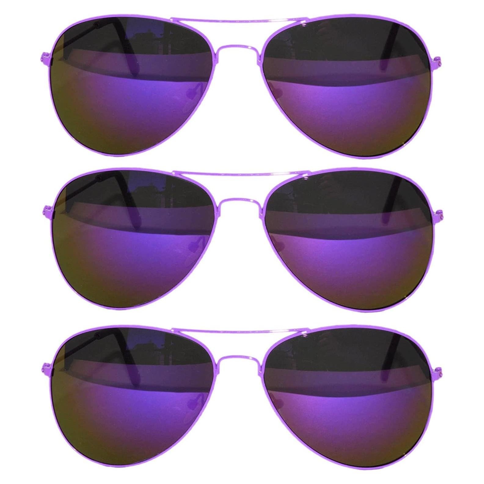 Juego de 3 Gafas de Sol Aviador Metalizadas Espejo