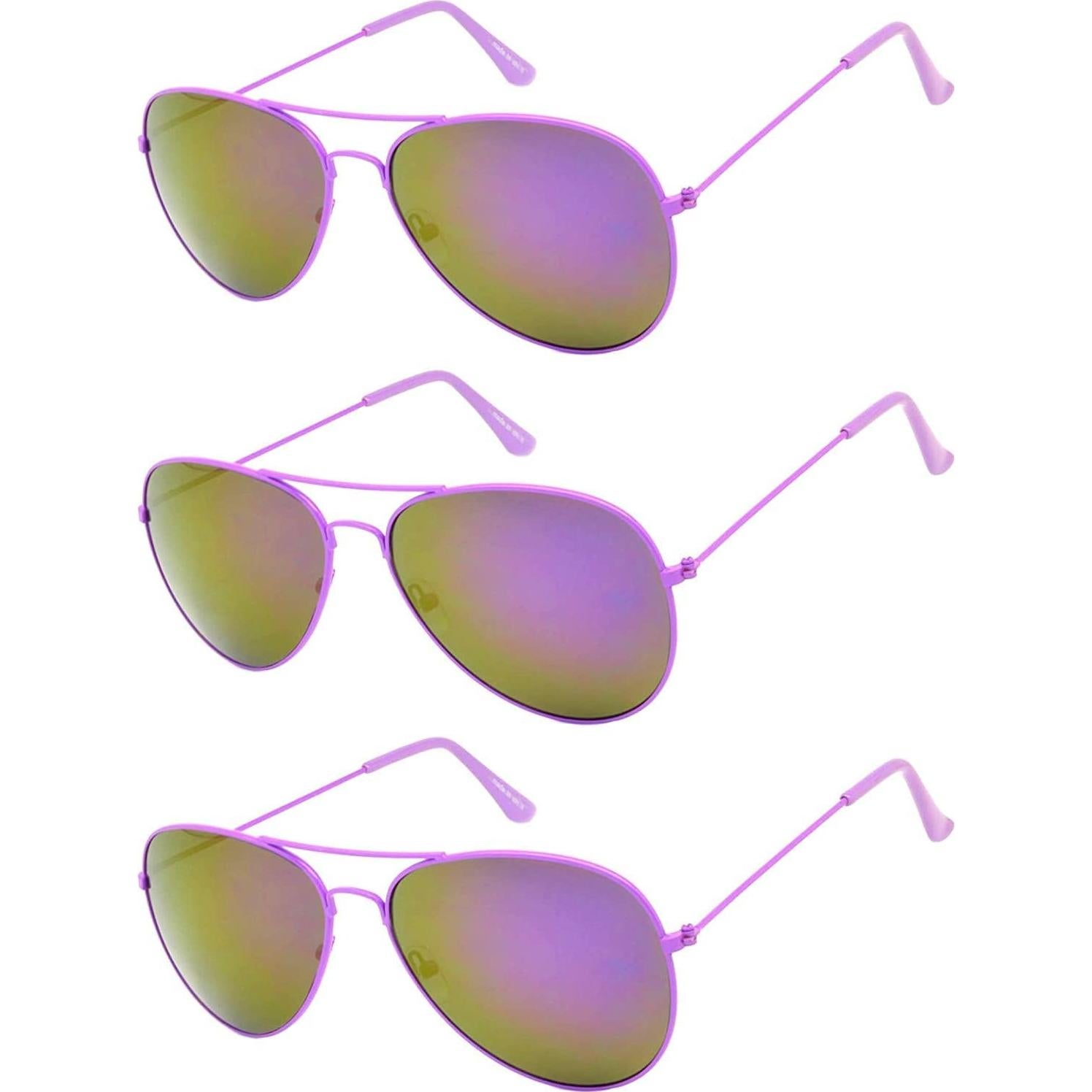 Juego de 3 Gafas de Sol Aviador Metalizadas Espejo