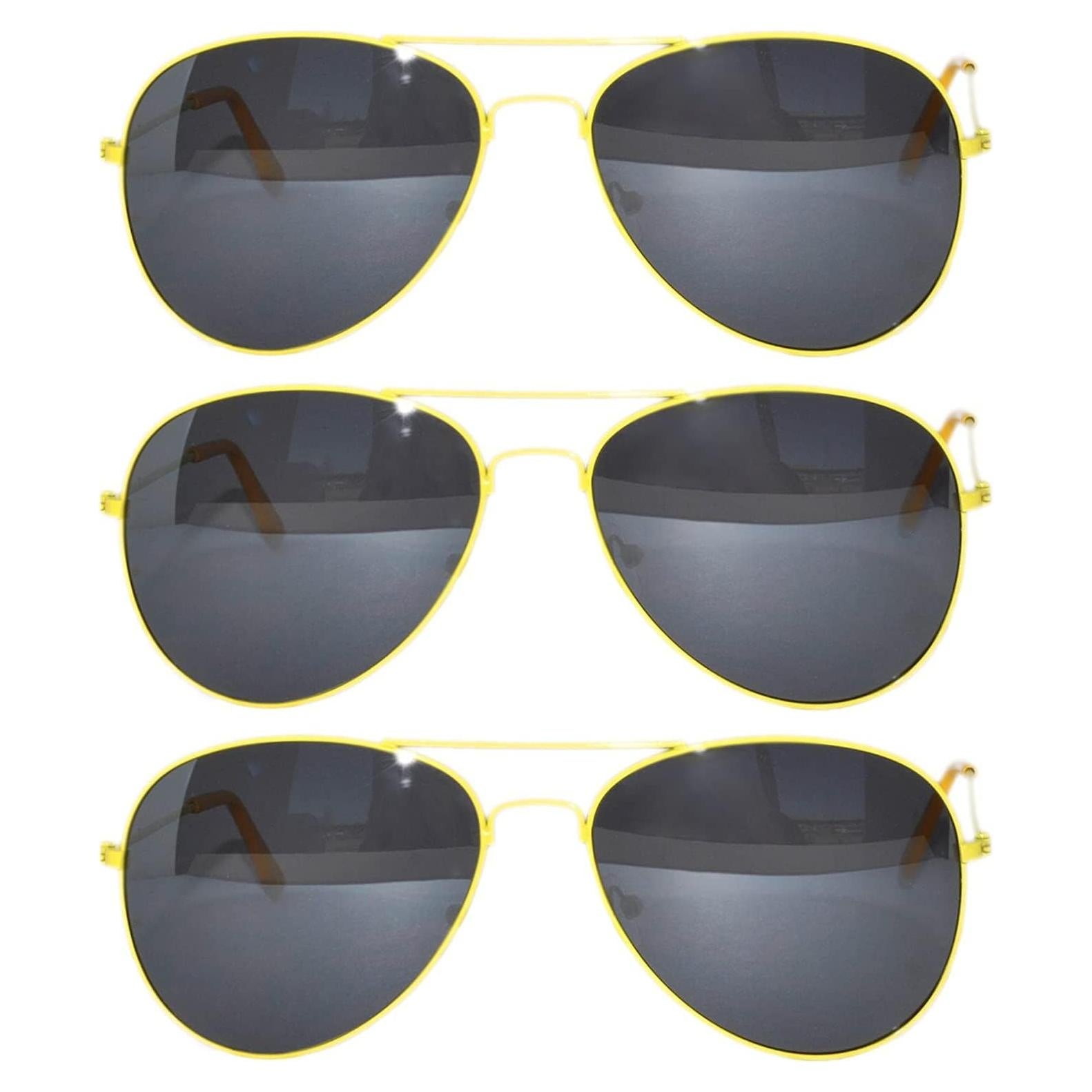 Juego de 3 Gafas de Sol Aviador Metal Colorido UV