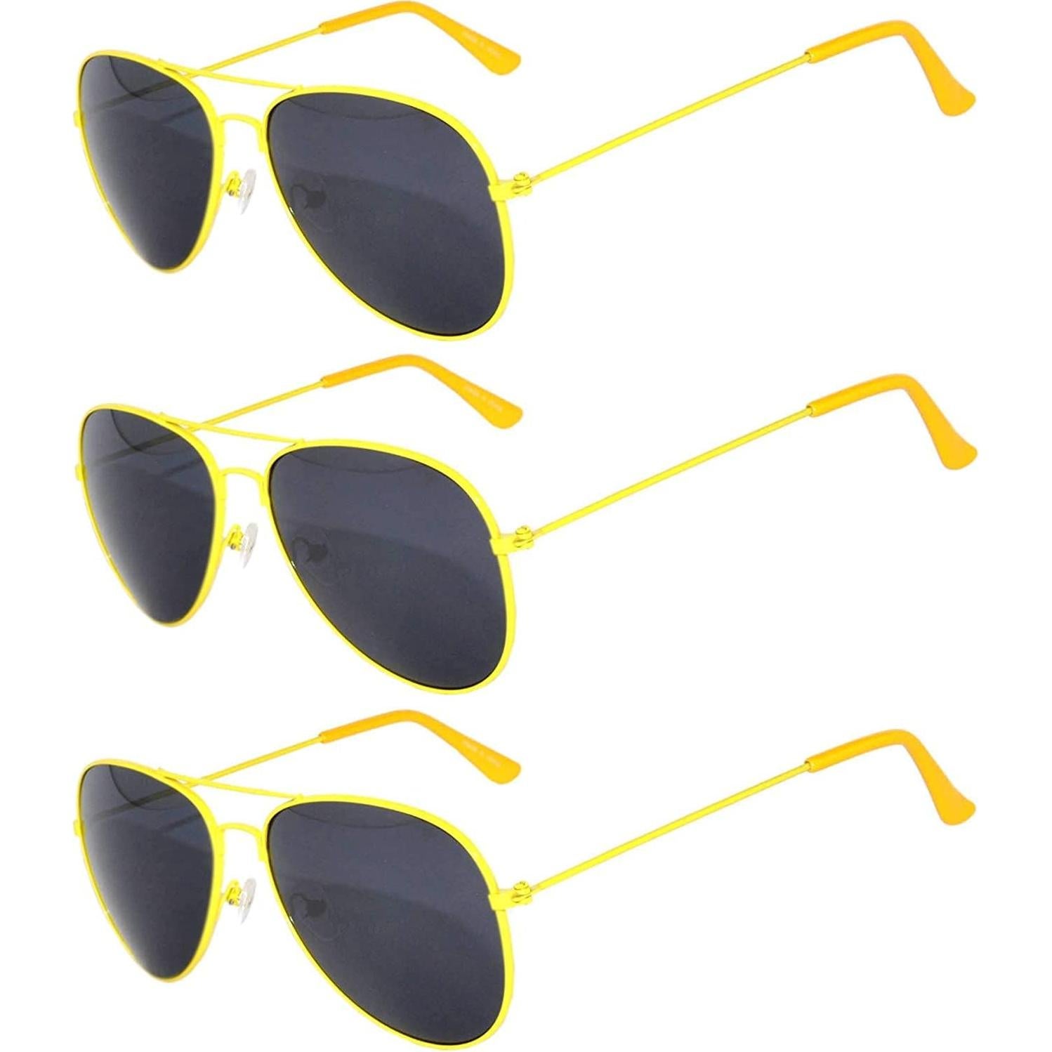 Juego de 3 Gafas de Sol Aviador Metal Colorido UV