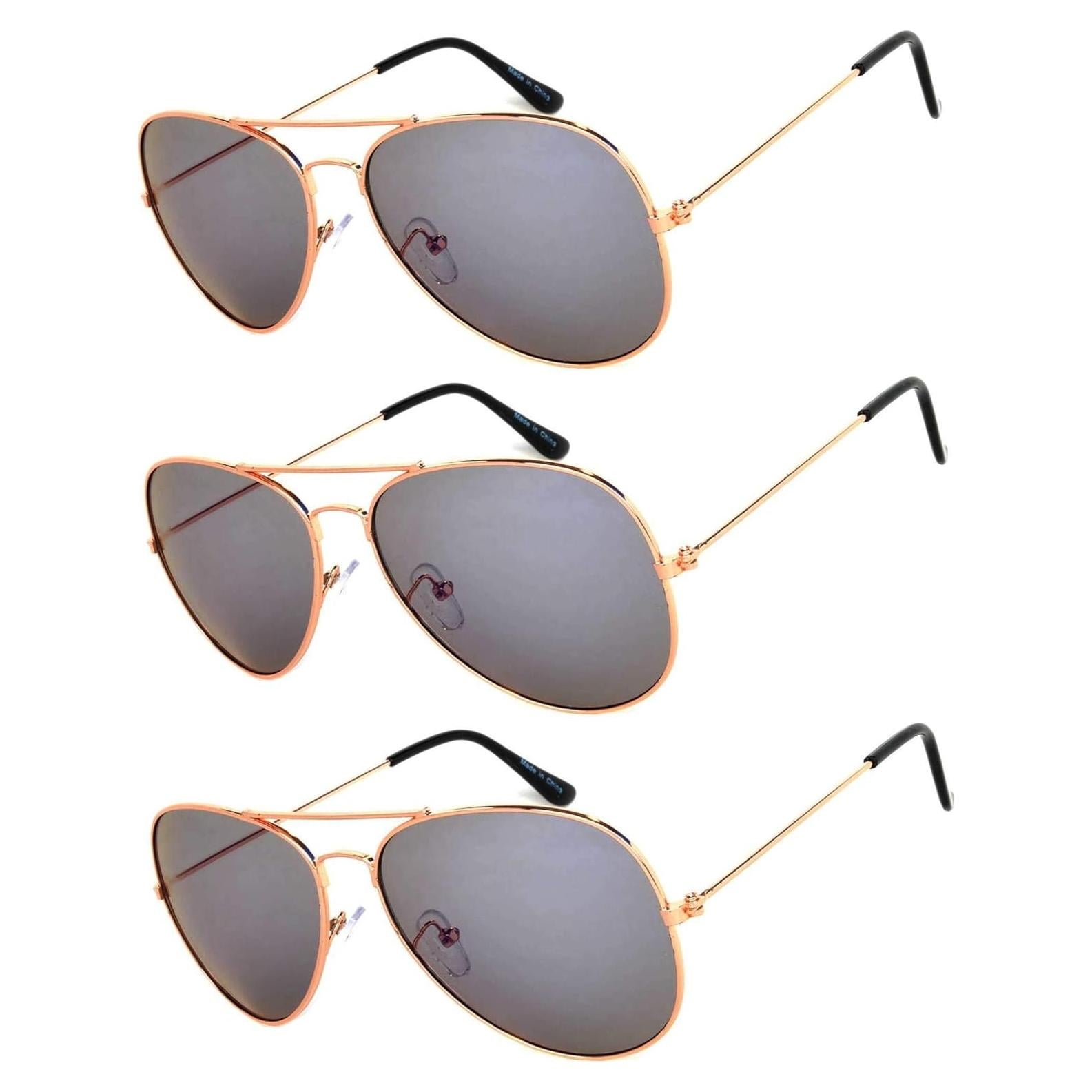 Juego de 3 Gafas de Sol Aviador Metal Color Espejo