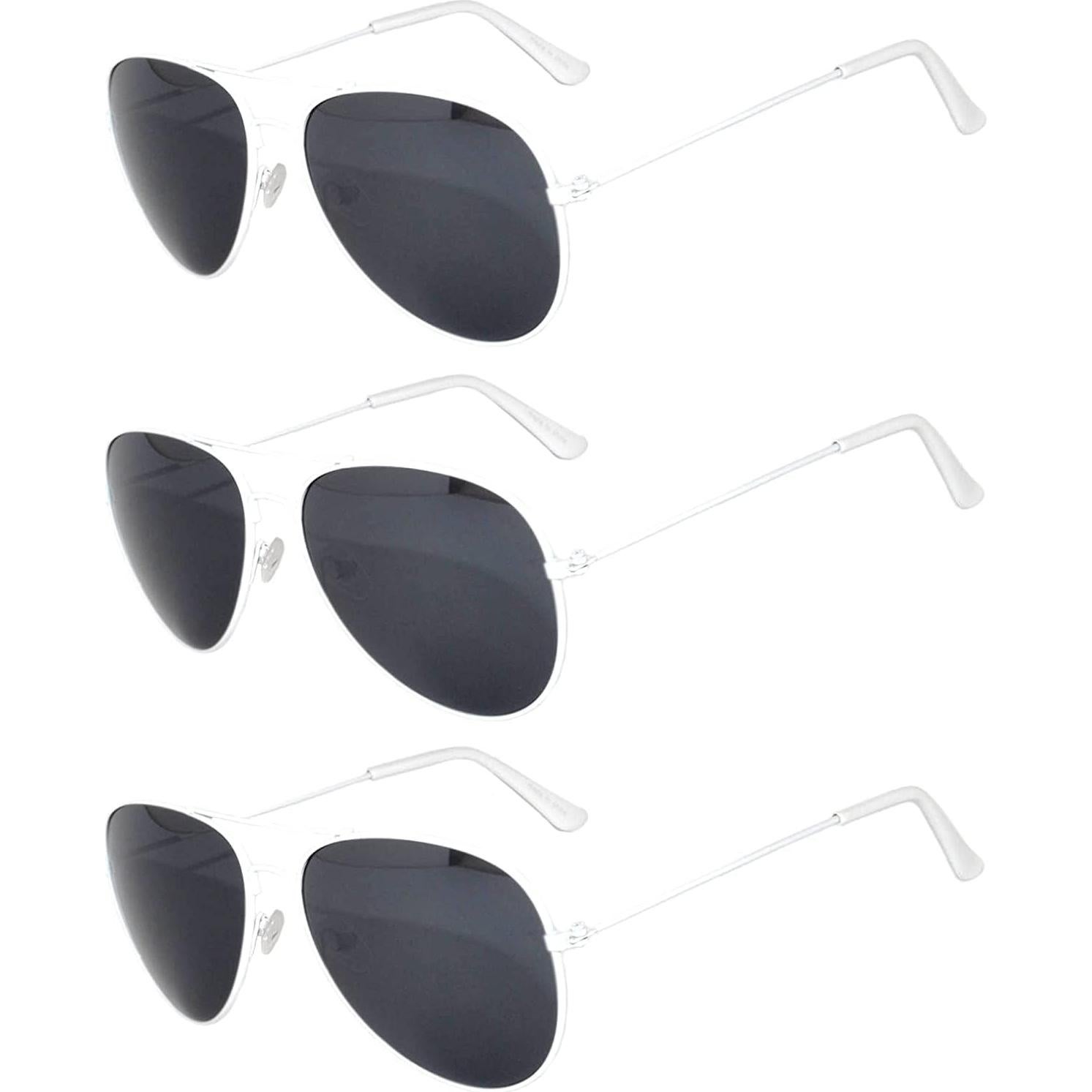 Juego de 3 Gafas de Sol Aviador Metal Coloridas UV