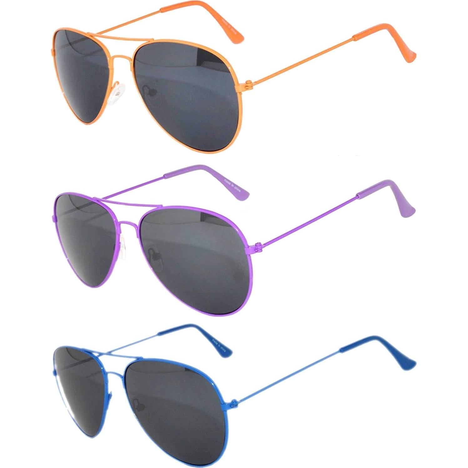 Juego de 3 Gafas de Sol Aviador Metal UV 50mm