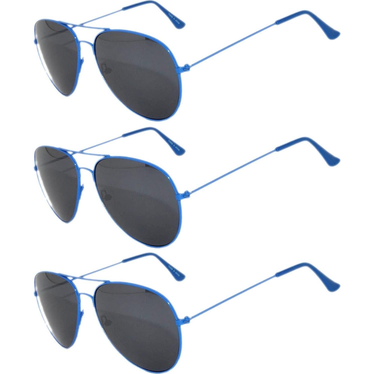 Juego de 3 Gafas de Sol Aviador Metalizadas 50mm UV