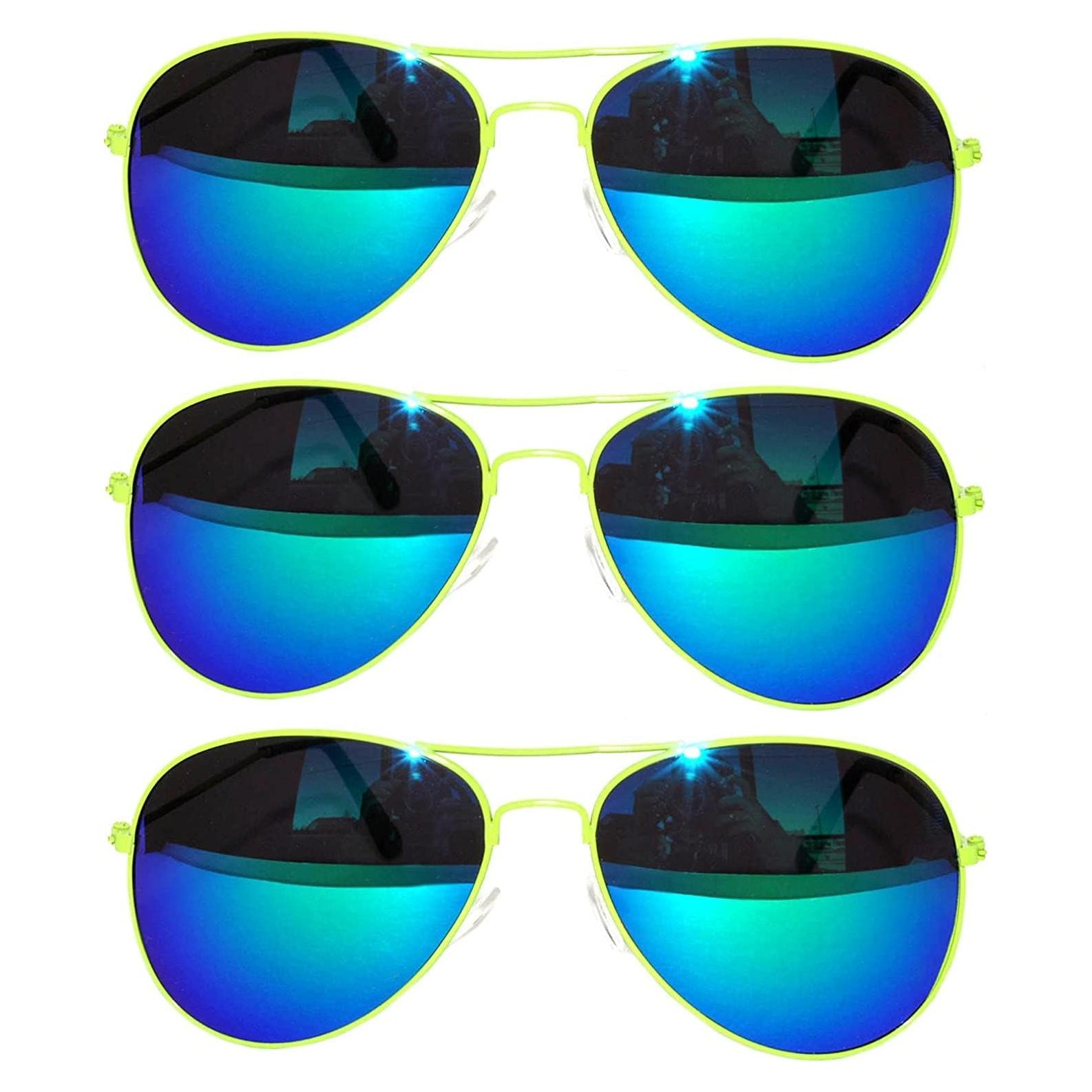 Juego de 3 Gafas de Sol Aviador Metal Colorido 50mm