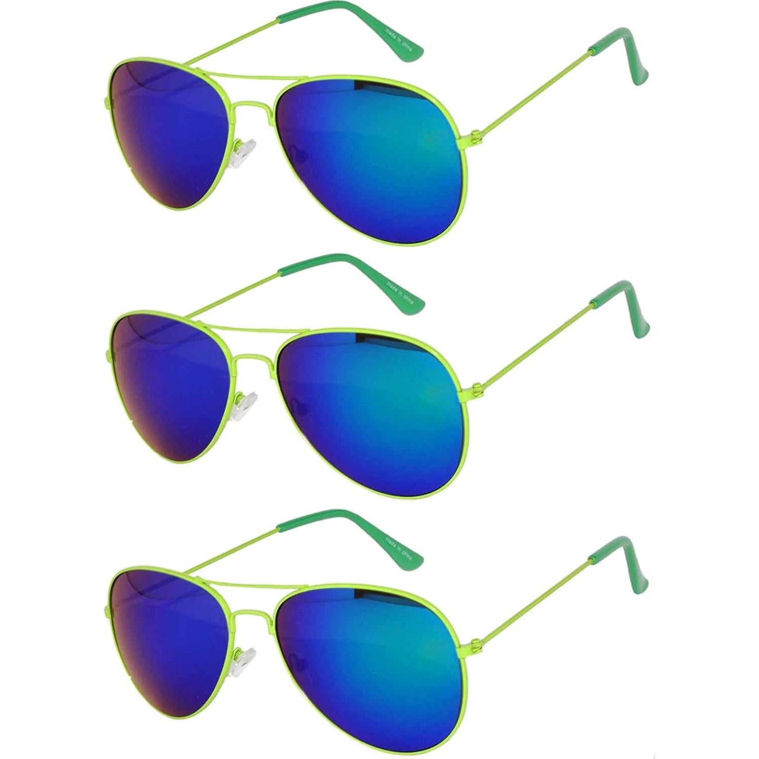 Juego de 3 Gafas de Sol Aviador Metal Colorido 50mm