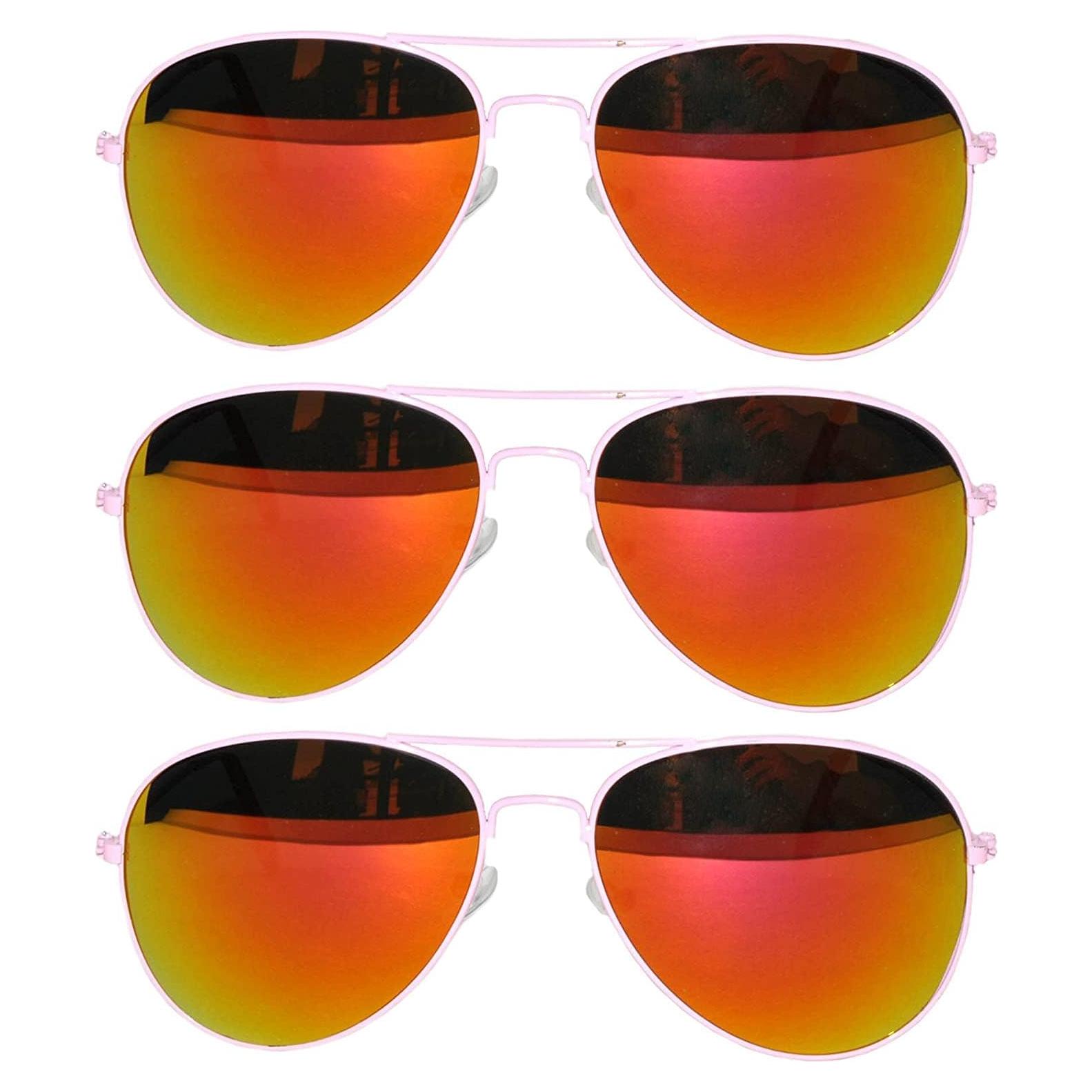 Juego de 3 Gafas de Sol Aviador Metal Color Espejo