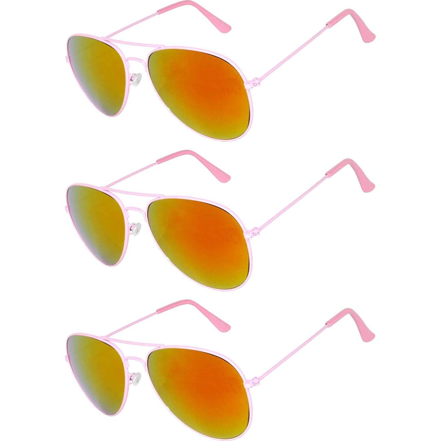 Juego de 3 Gafas de Sol Aviador Metal Color Espejo