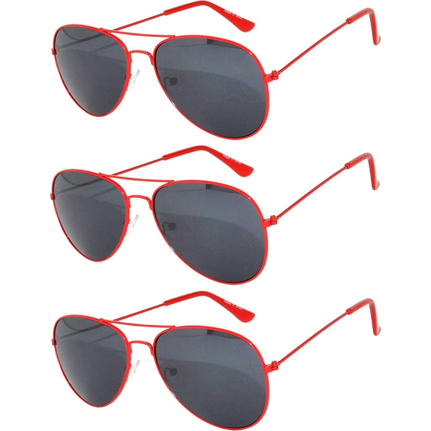 Juego de 3 Gafas de Sol Aviador Metal Colorido UV 50mm