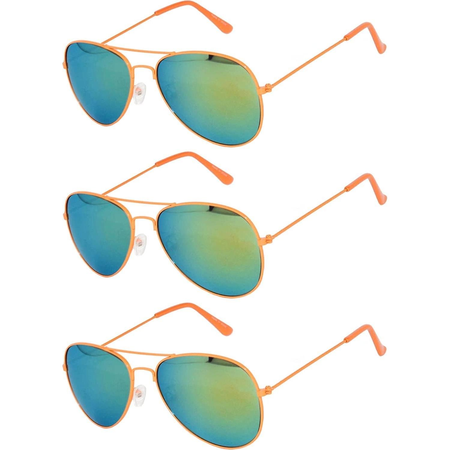 Juego de 3 Gafas de Sol Aviador Metal Color Espejo