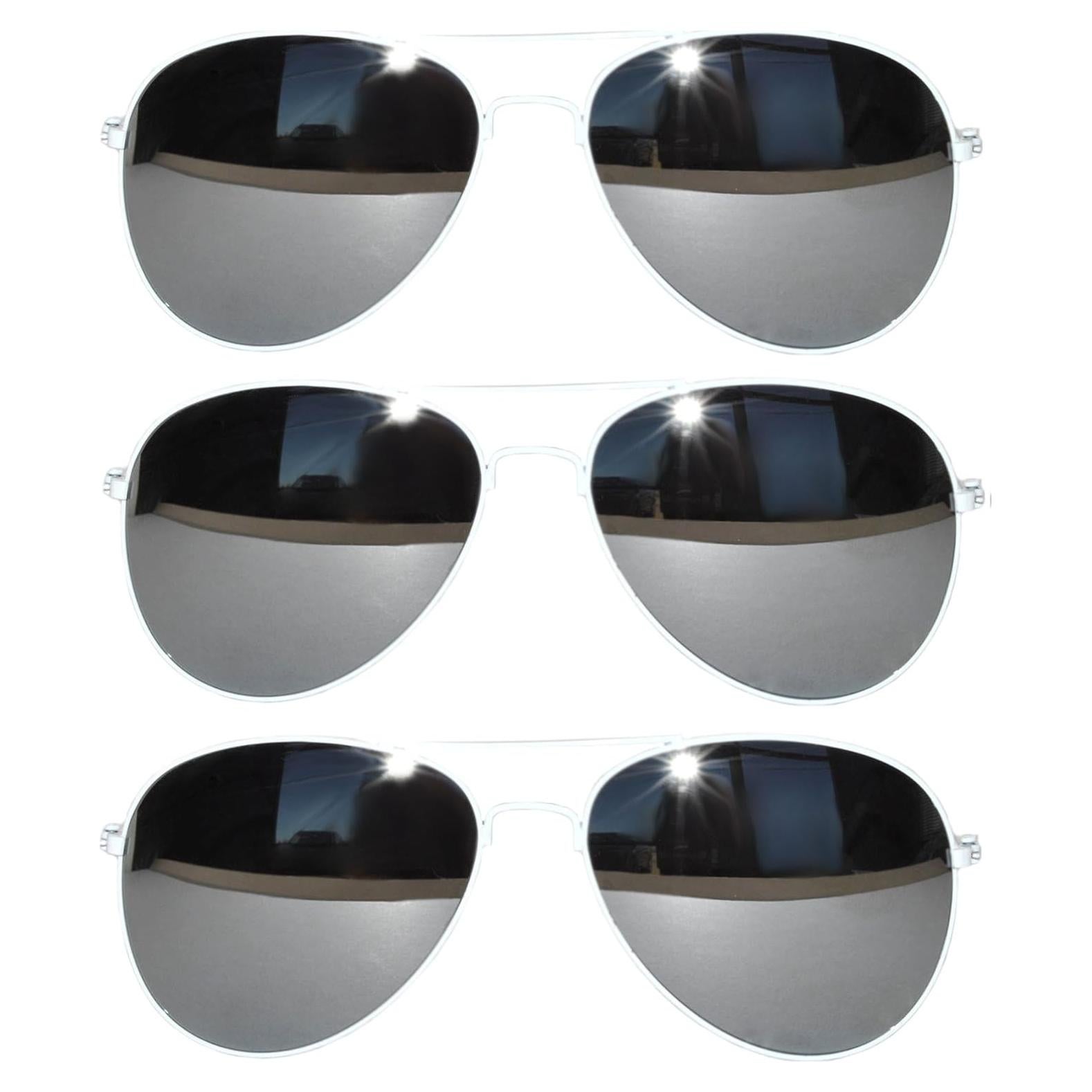 Juego de 3 Gafas de Sol Aviador Metal Color Espejo