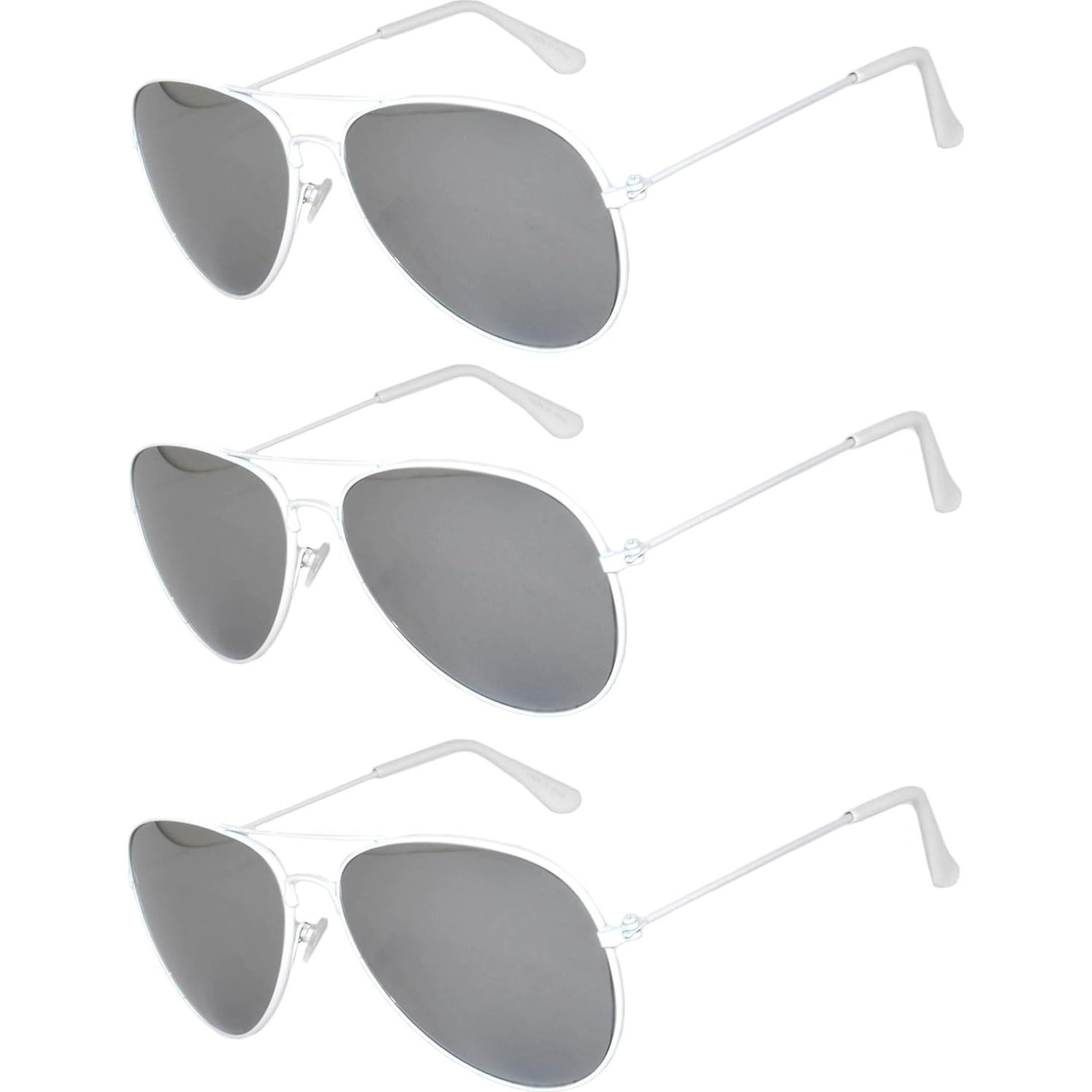 Juego de 3 Gafas de Sol Aviador Metal Color Espejo