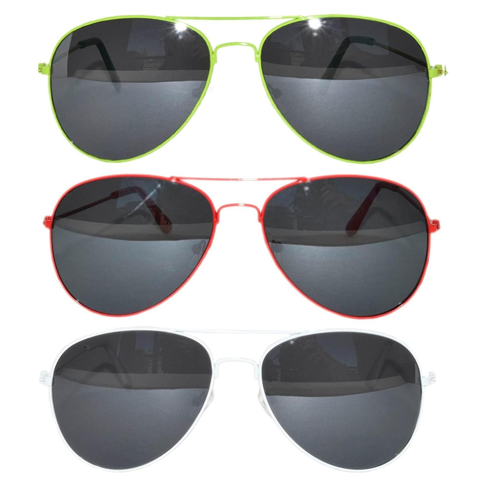 Juego de 3 Gafas de Sol Aviador Metal UV 50mm