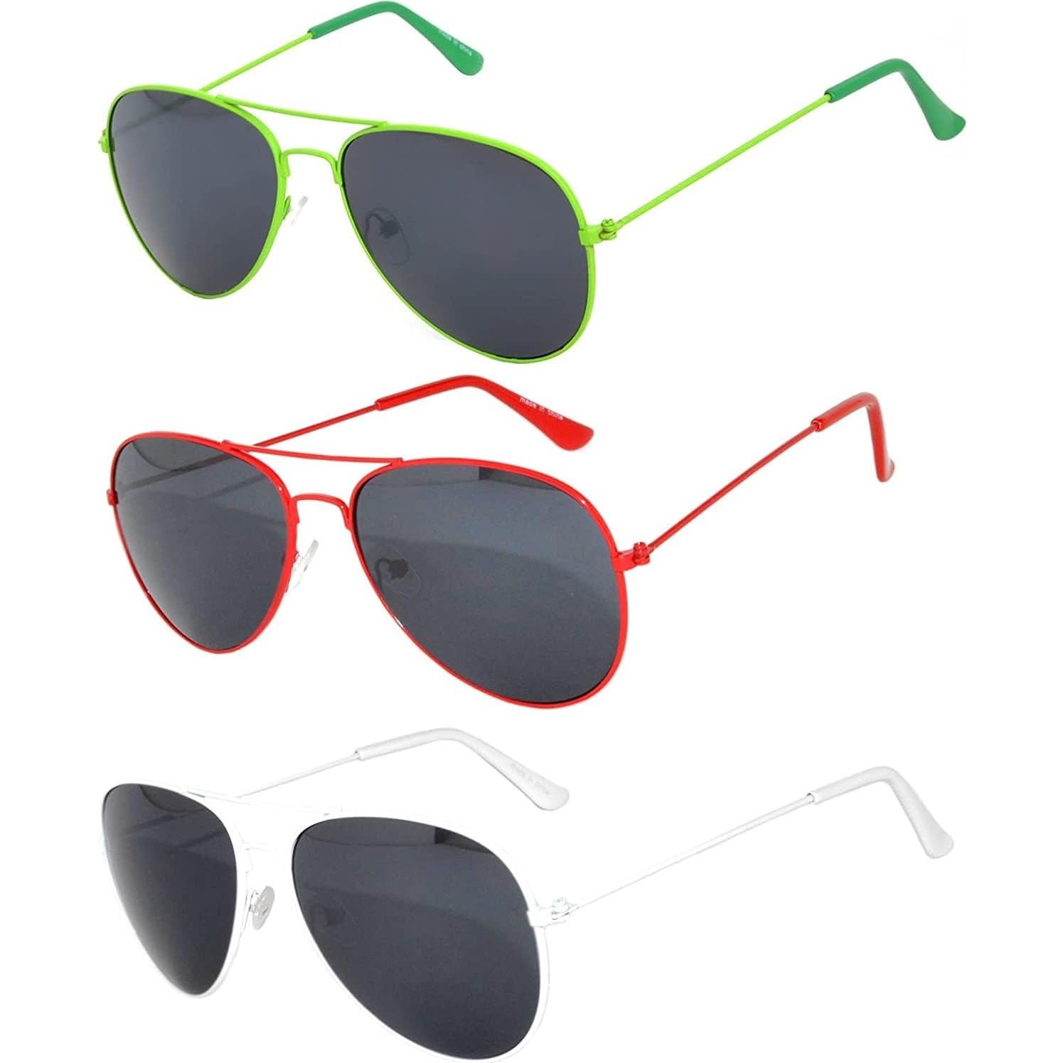 Juego de 3 Gafas de Sol Aviador Metal UV 50mm