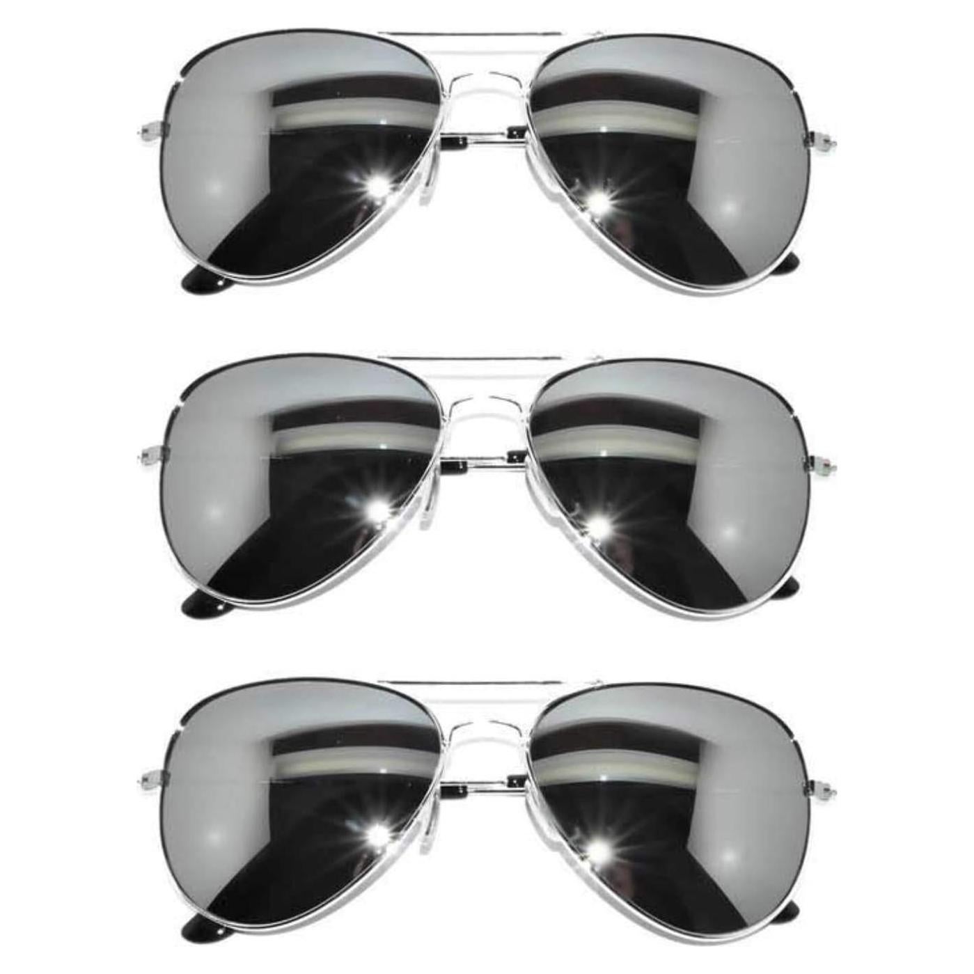 Juego de 3 Gafas de Sol Aviador Metalizadas Espejo