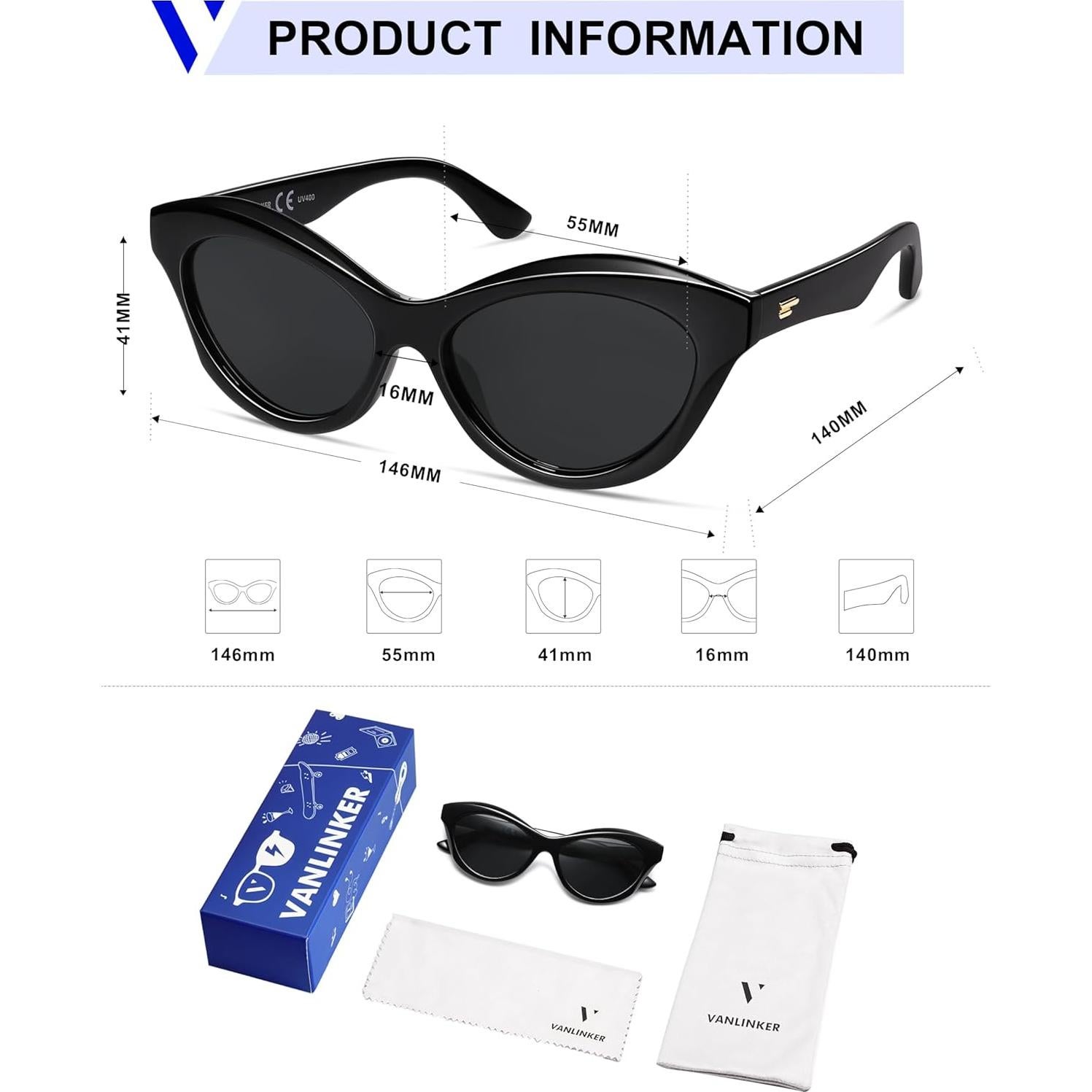 Gafas de Sol VANLINKER Ojo de Gato Polarizadas Mujeres