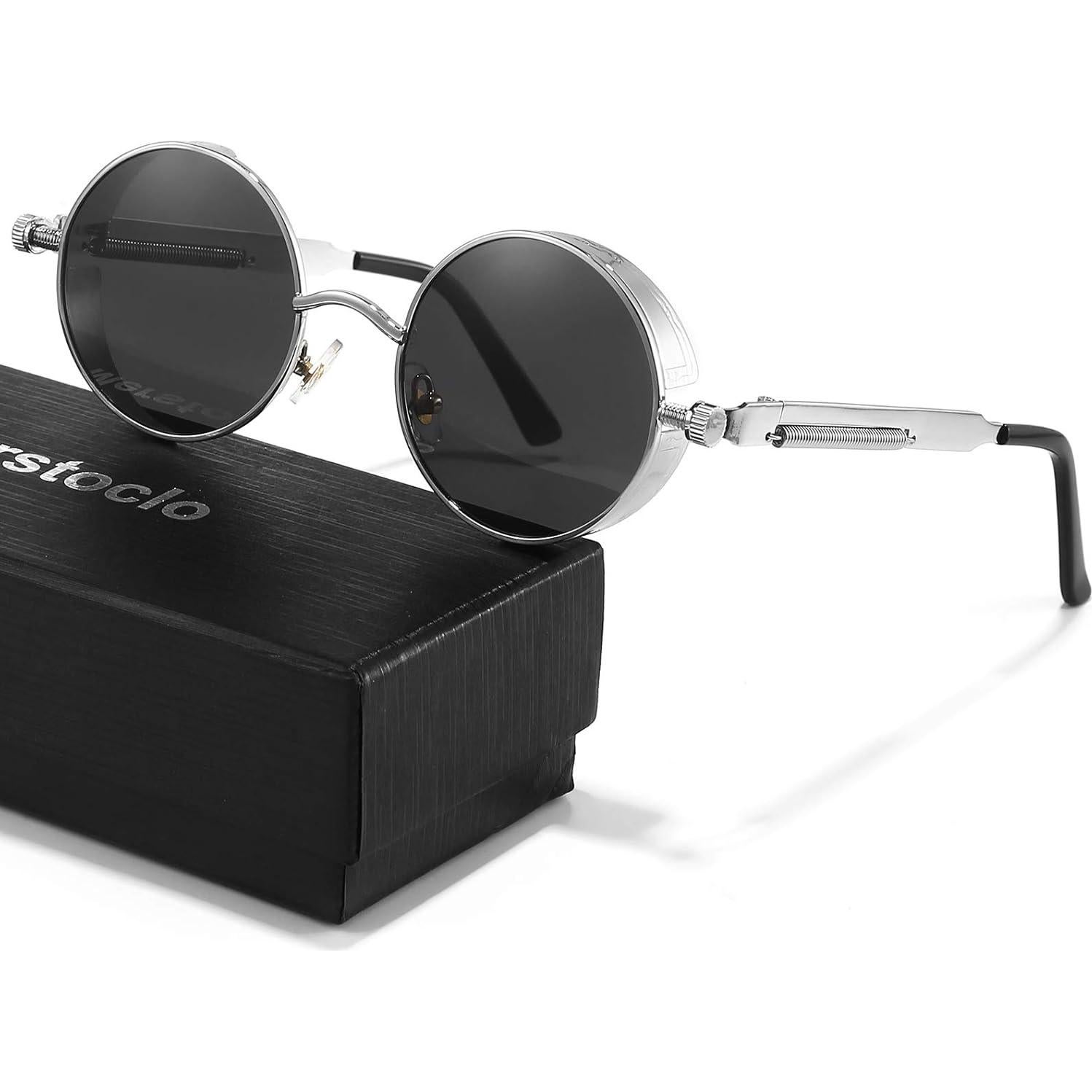 Gafas de sol Steampunk Gysnail UV400 Plata para mujeres