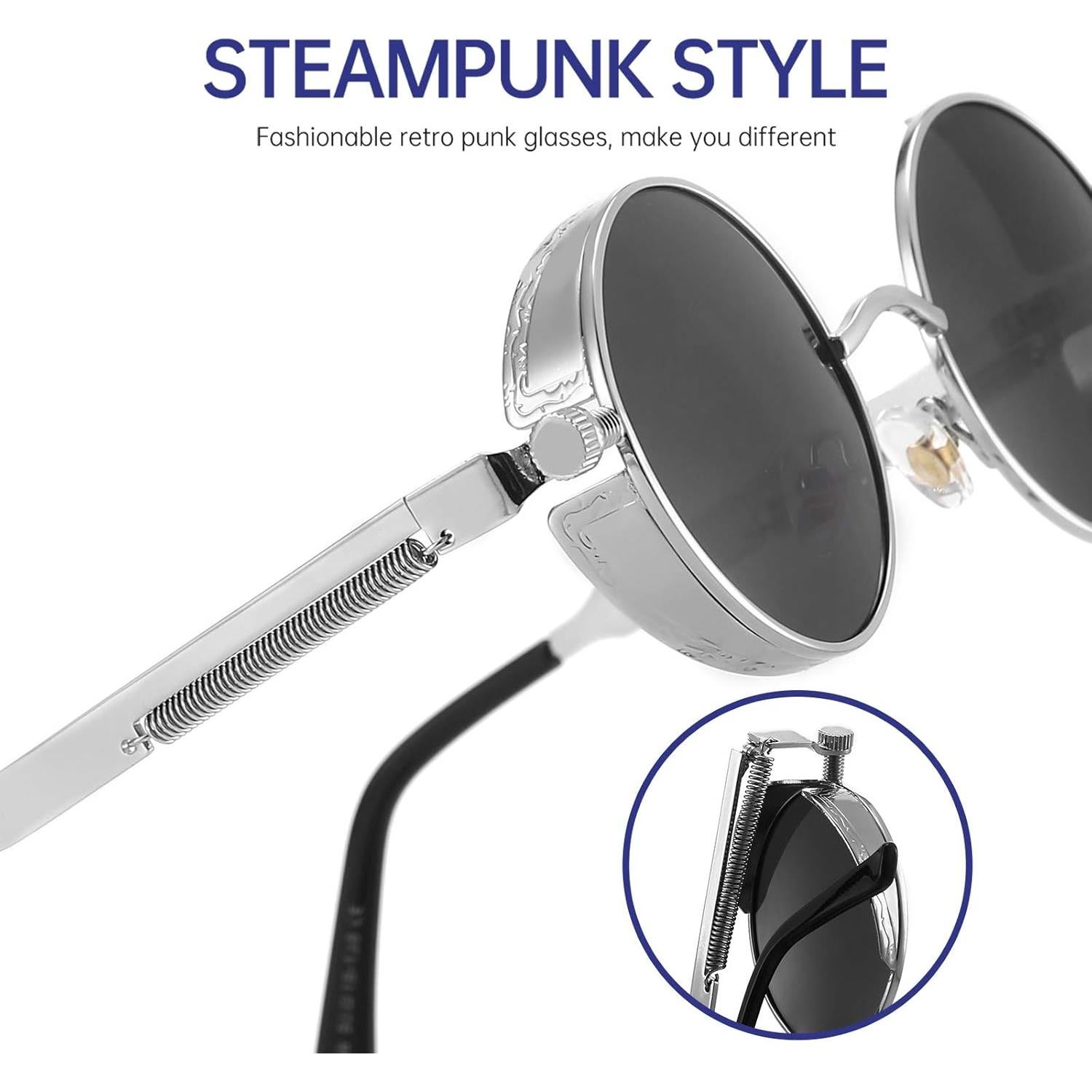 Gafas de sol Steampunk Gysnail UV400 Plata para mujeres