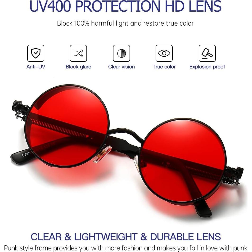 Gafas de Sol Steampunk Gy Snail Rojas UV 50mm