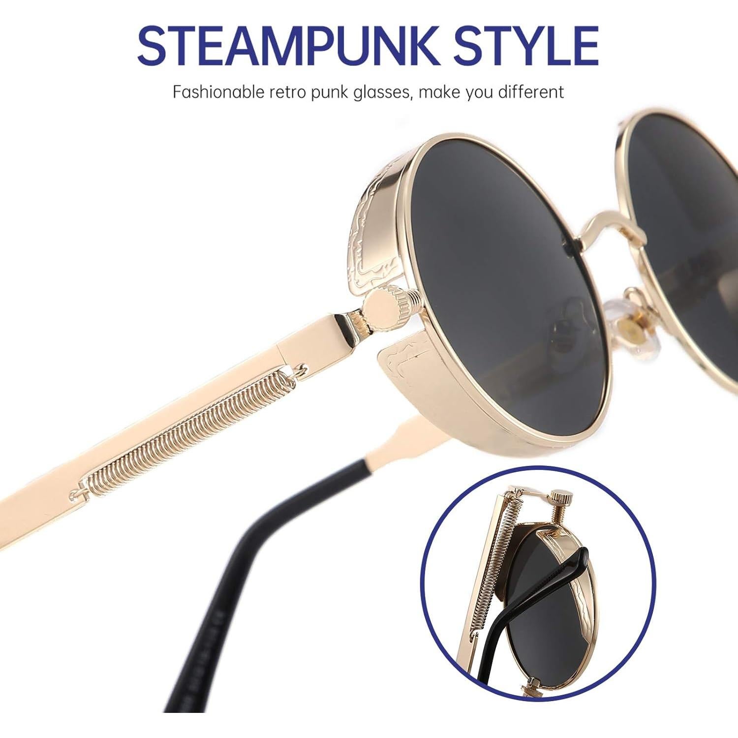 Gafas de sol Steampunk Gy Snail oro UV protección 50mm