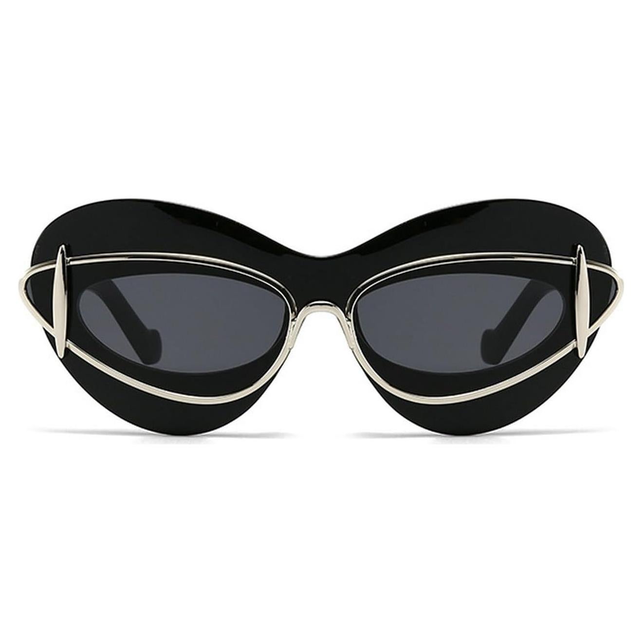 Gafas de Sol Cat Eye Laureles UV400 Negras para Mujeres