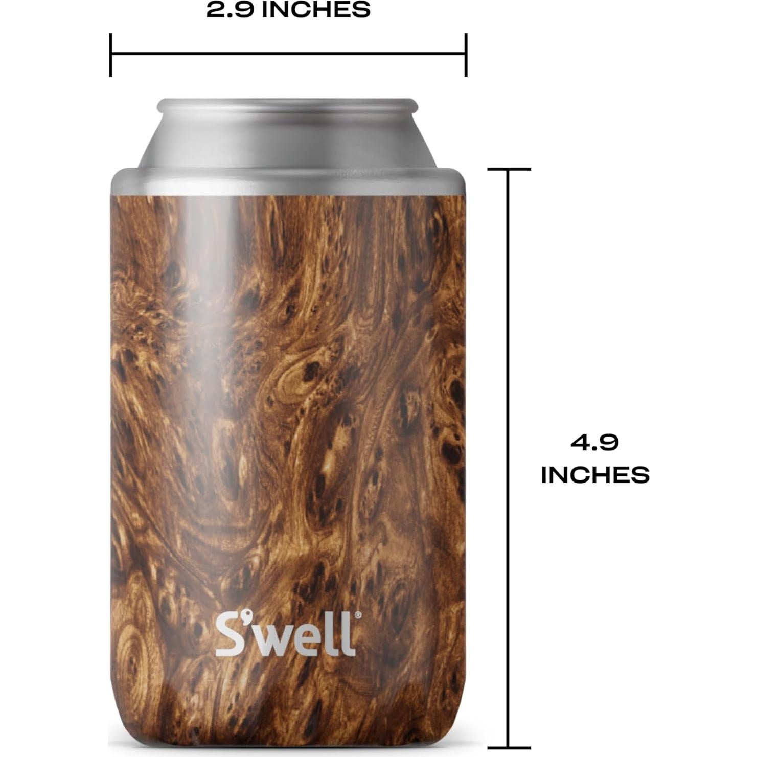 Enfriador de Bebidas S'well Acero Inoxidable 12oz Madera Teak