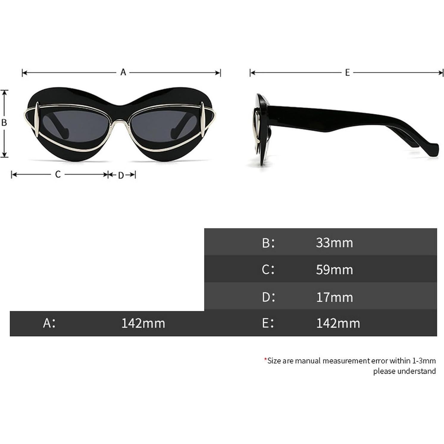 Gafas de Sol Cat Eye Laureles UV400 Negras para Mujeres