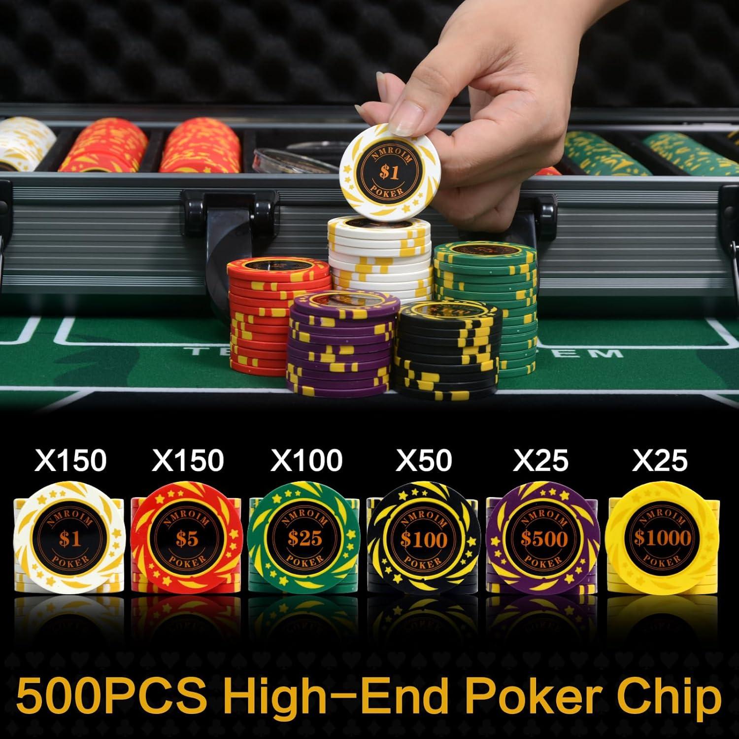 Juego de Fichas de Póker Nmroim 500 Piezas Arcilla