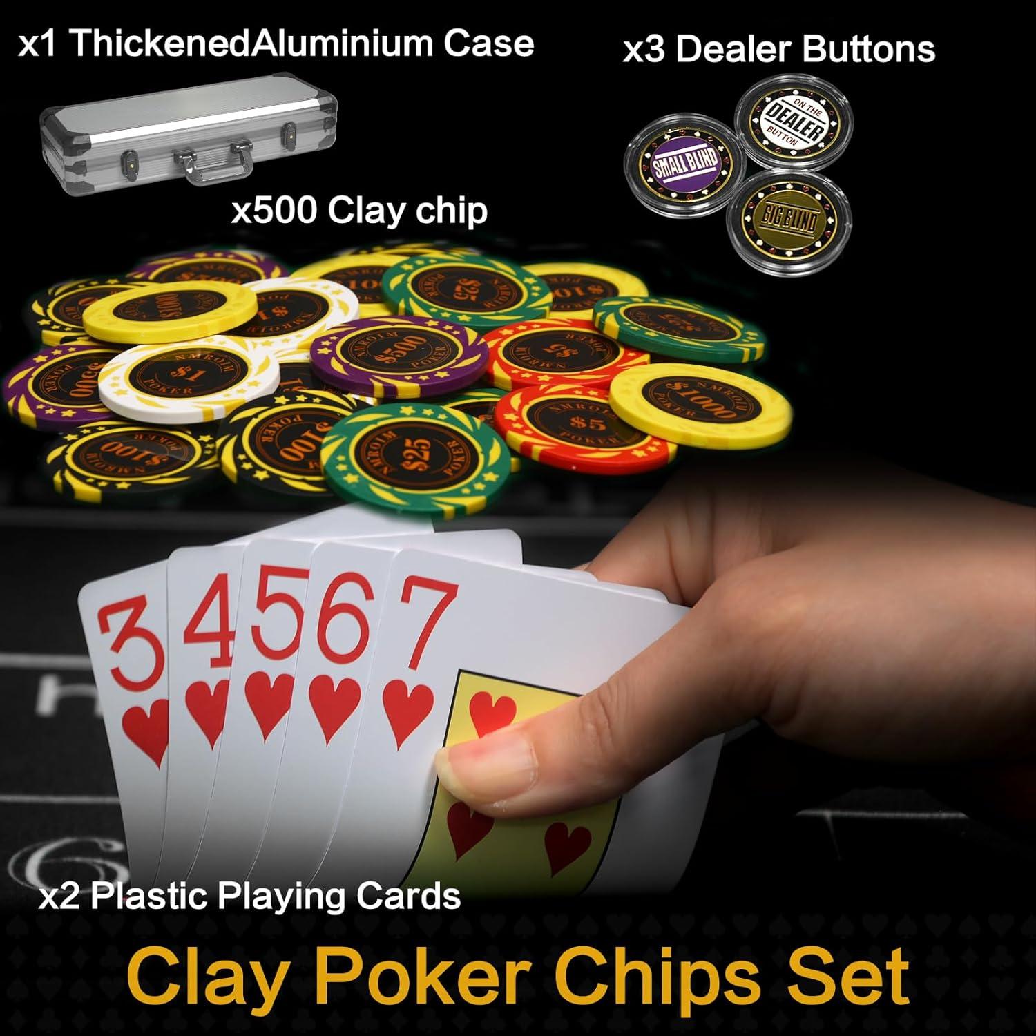 Juego de Fichas de Póker Nmroim 500 Piezas Arcilla