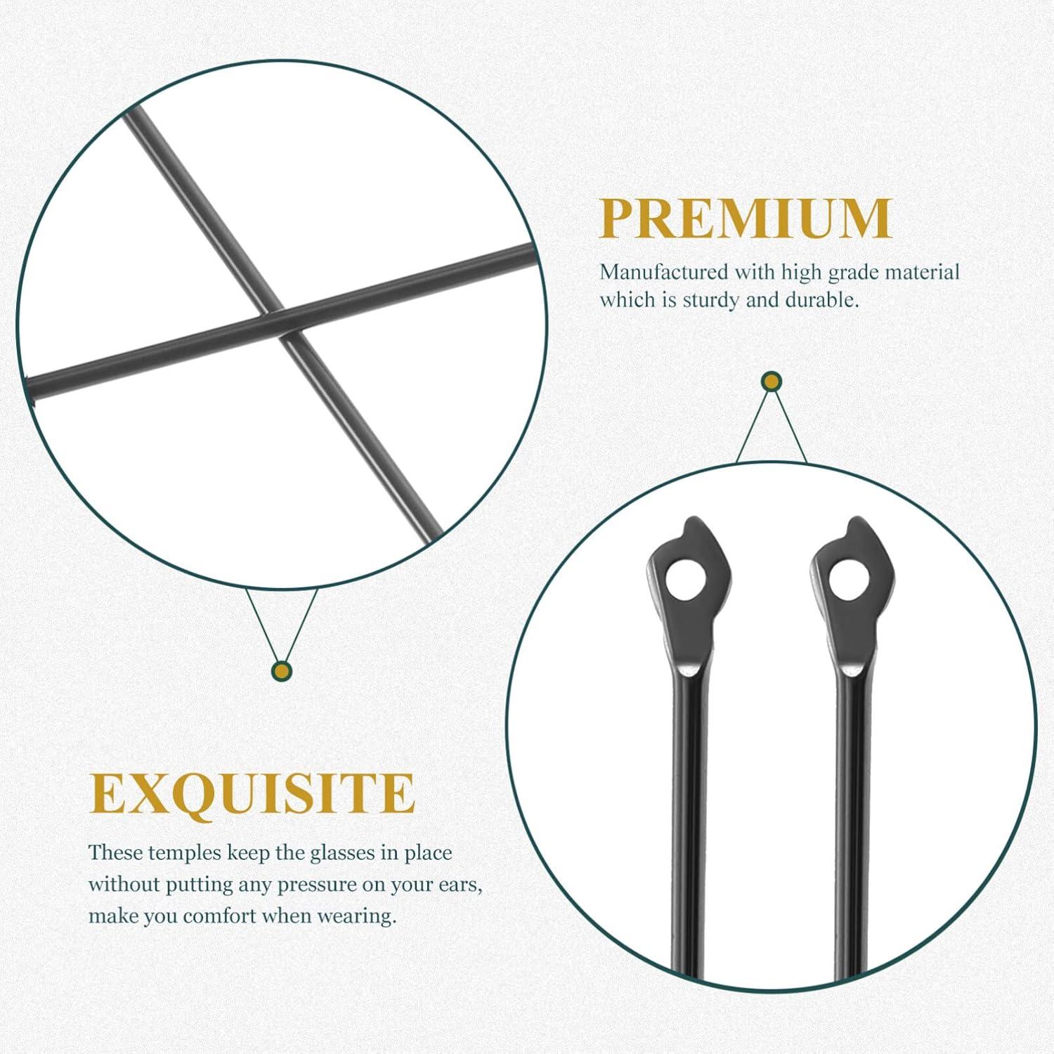 Patas de Gafas de Repuesto UKCOCO Metal Negro 14 cm