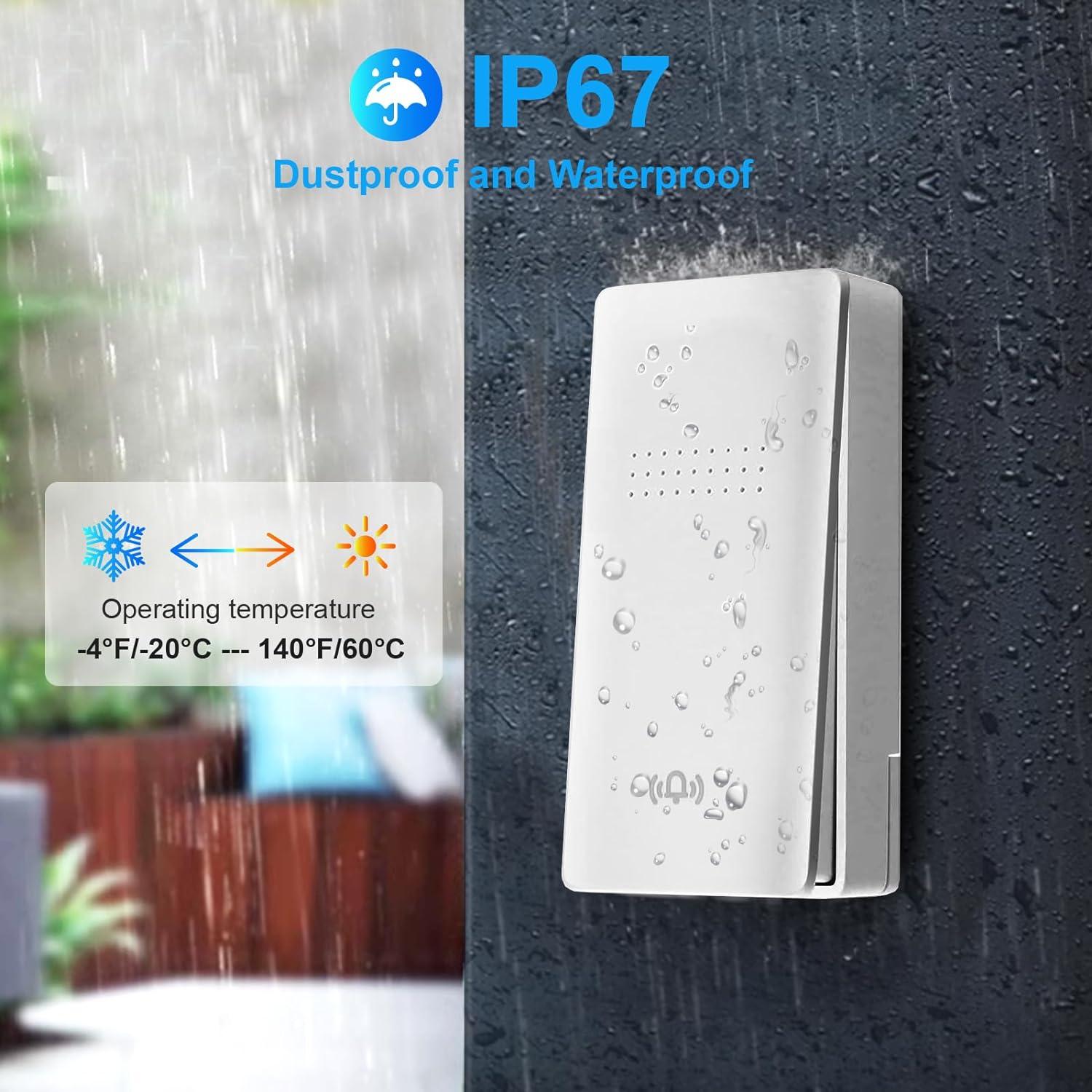 Timbre Inalámbrico Canwupon 1300 pies Autopropulsado IP65