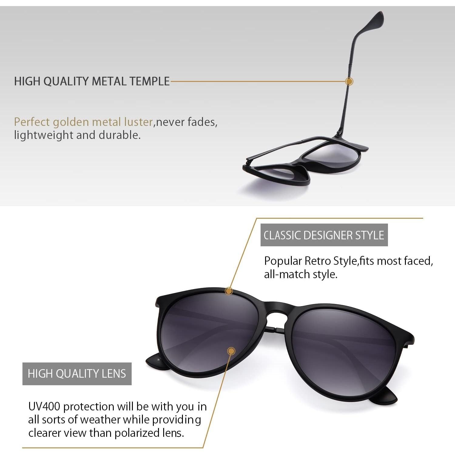 Gafas de sol CHBP unisex retro polarizadas UV400 3 colores