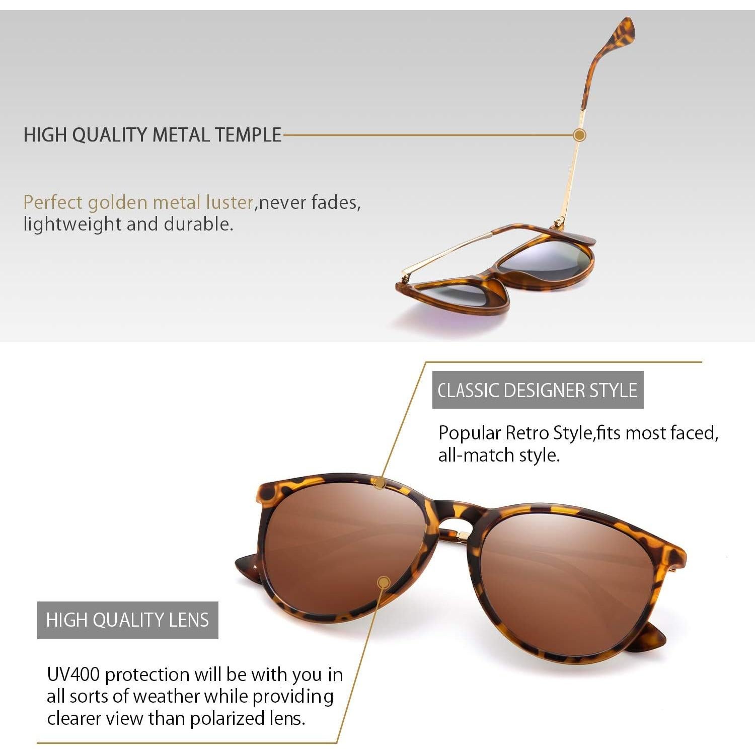 Gafas de sol CHBP unisex retro polarizadas UV400 3 colores