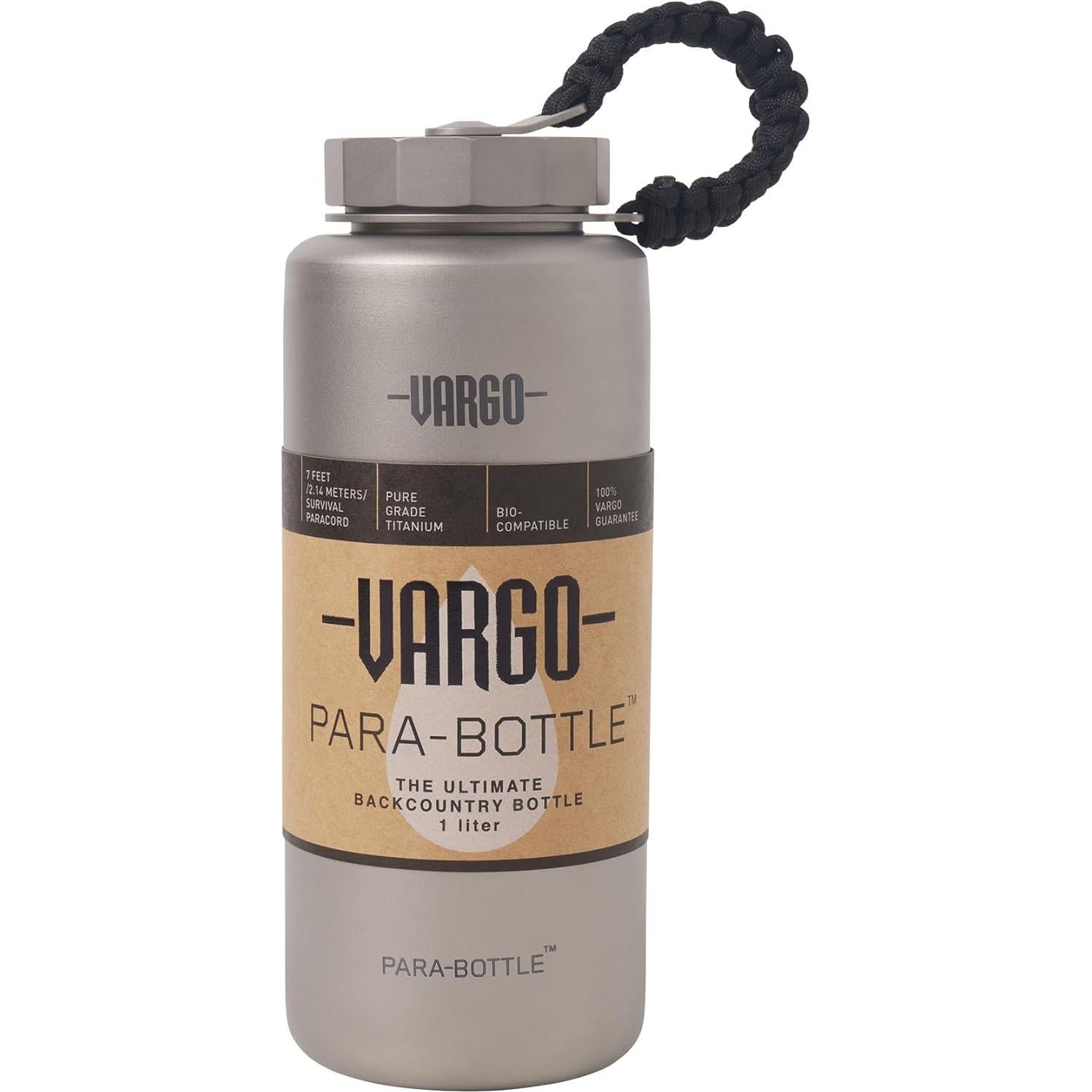 Botella de Agua Vargo Titanio 1L con Paracord 7 pies T-452