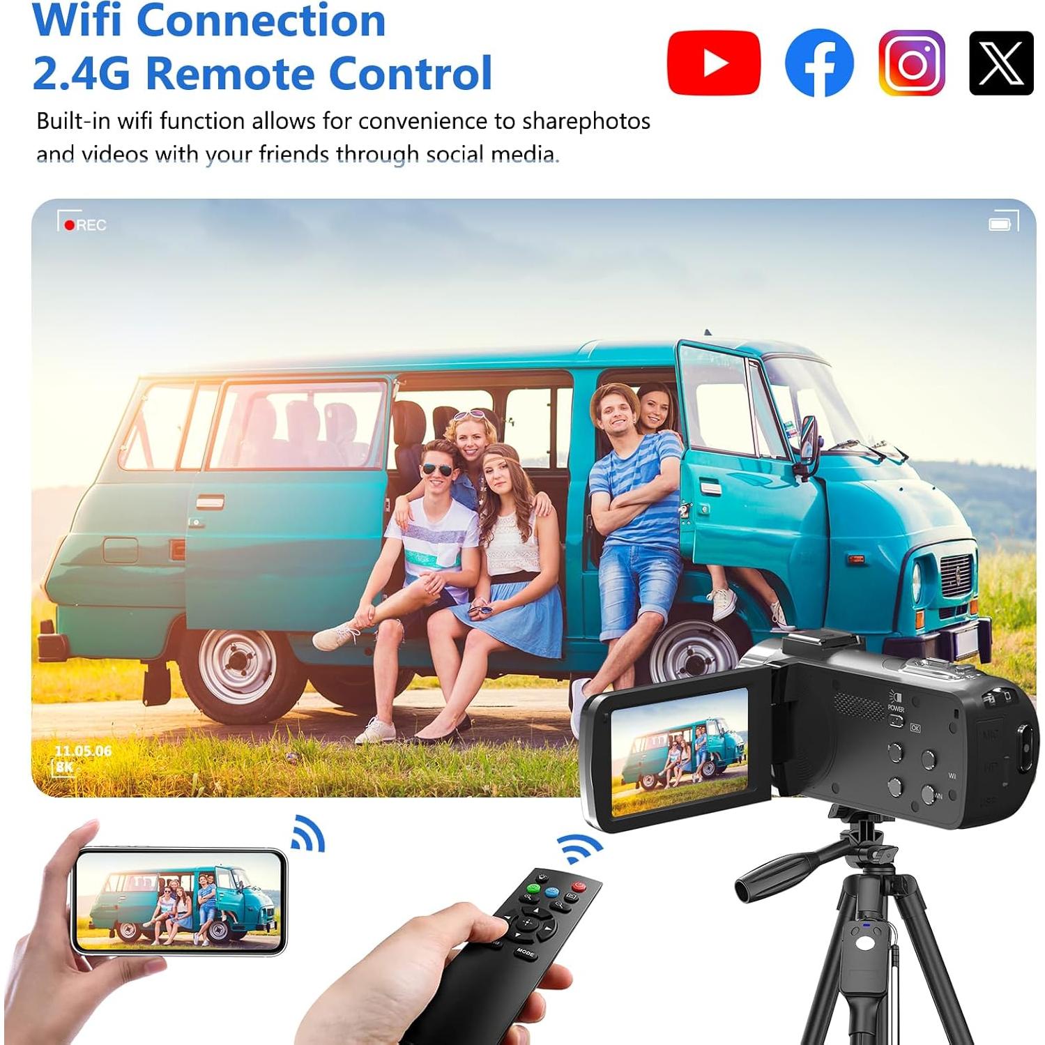 Cámara de Video 8K VETEK HDV01 48MP WiFi Pantalla 3"
