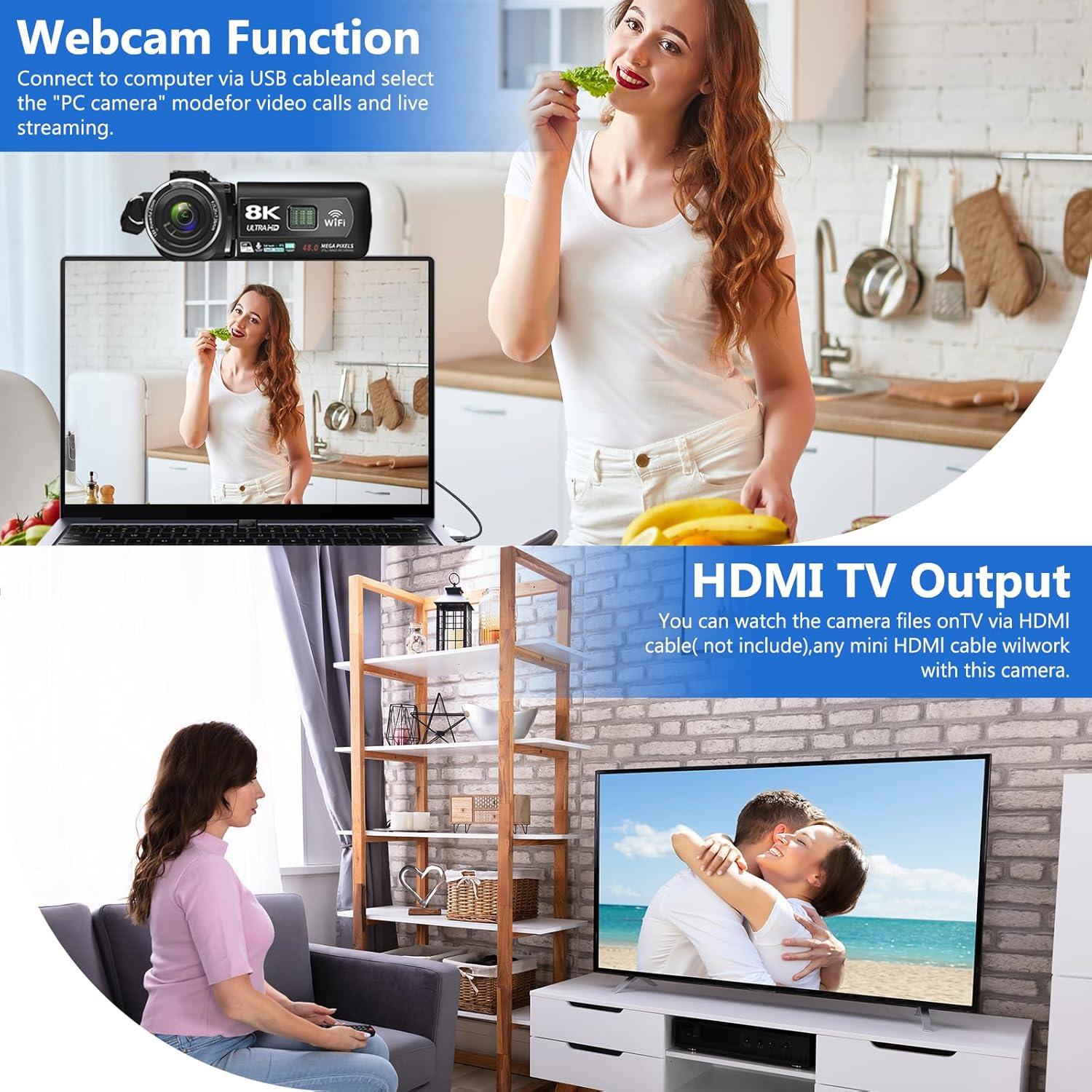 Cámara de Video 8K VETEK HDV01 48MP WiFi Pantalla 3"