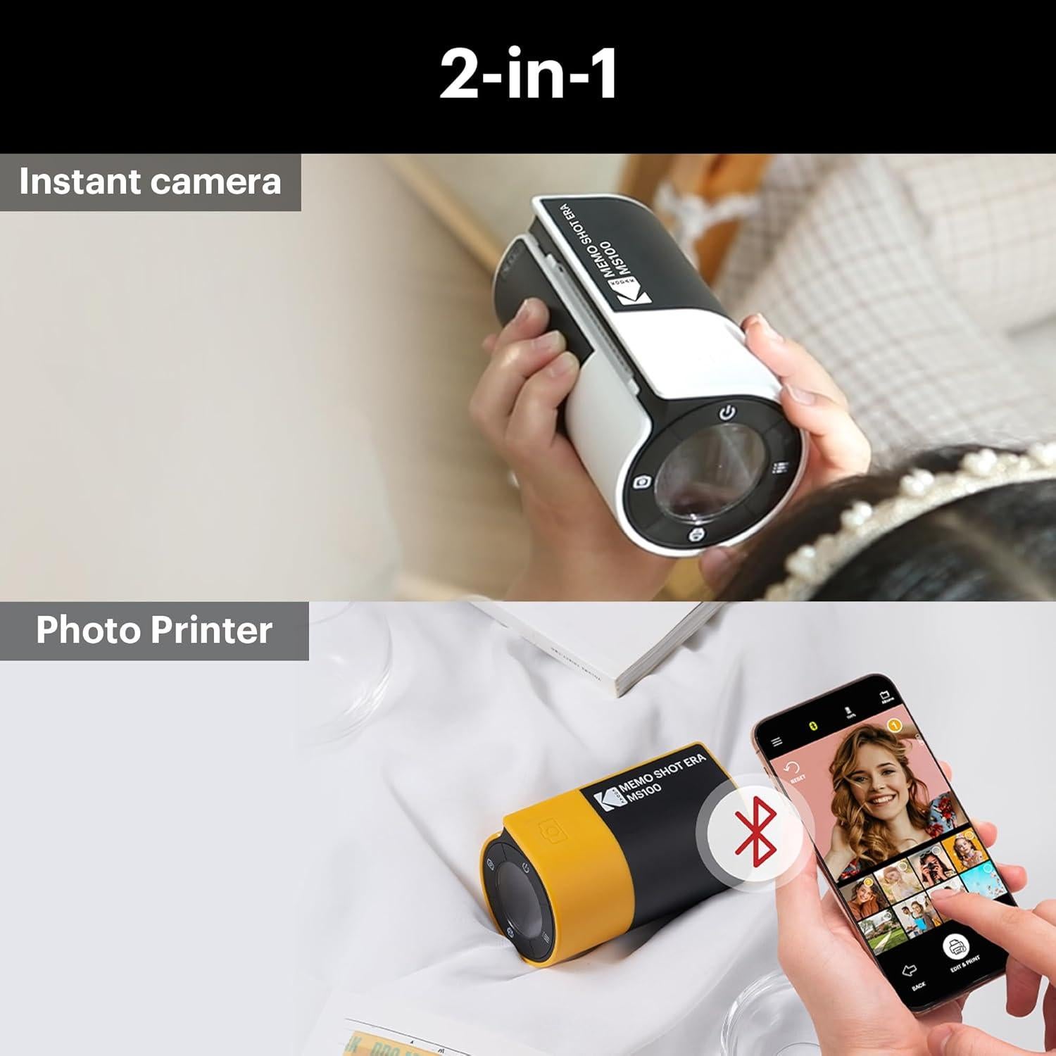 Cámara Instantánea Kodak Memo Shot ERA Amarillo + 10 Rollos