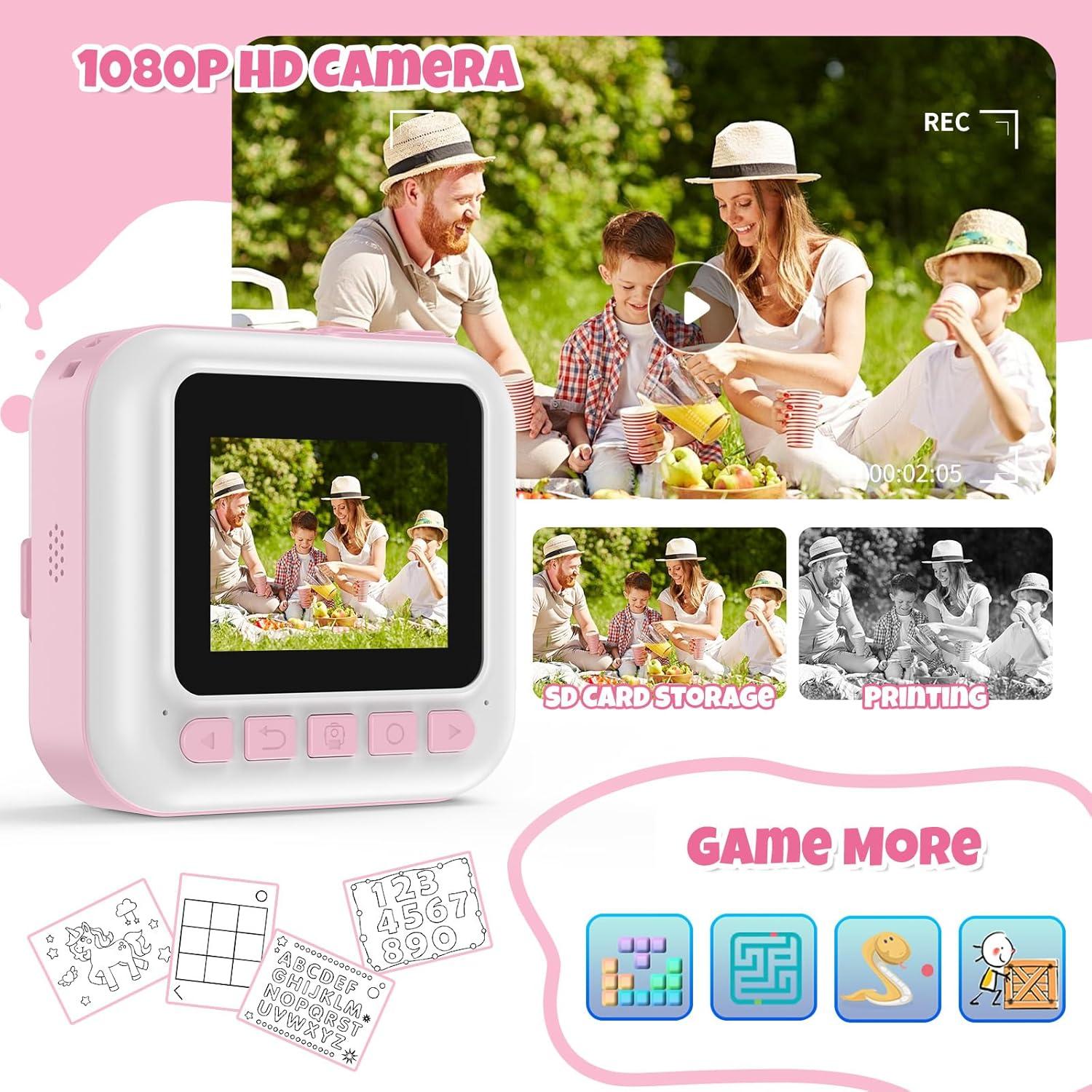 Cámara Instantánea BOFIDAR Rosa para Niños 3-10 Años