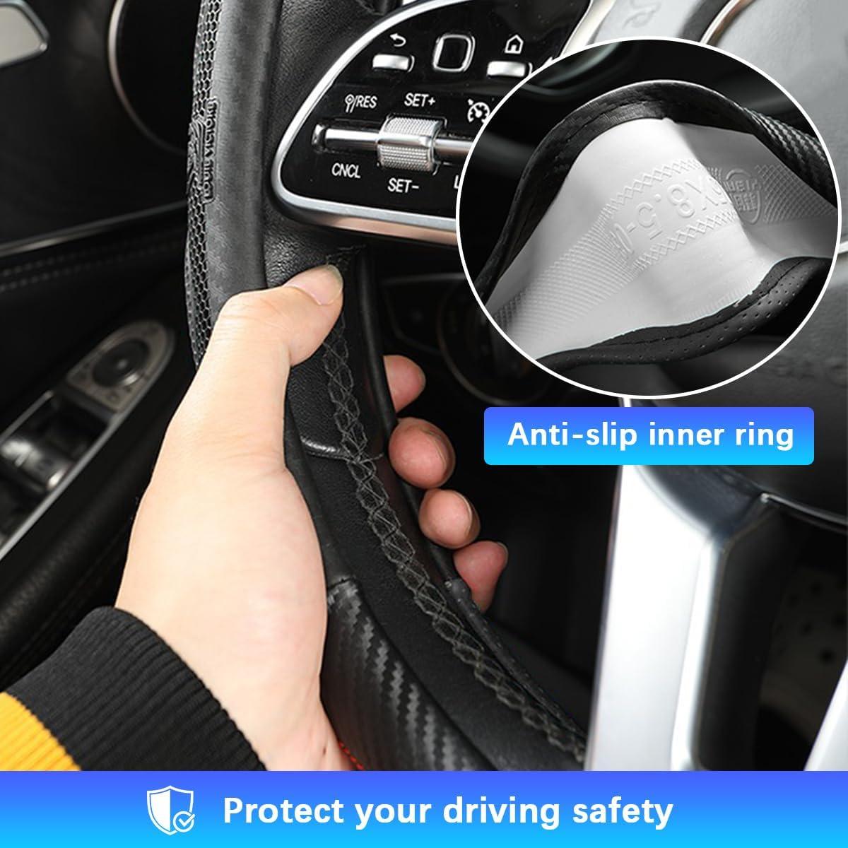 Cubierta de Volante TNAIYH 15" Fibra de Carbono Antideslizante