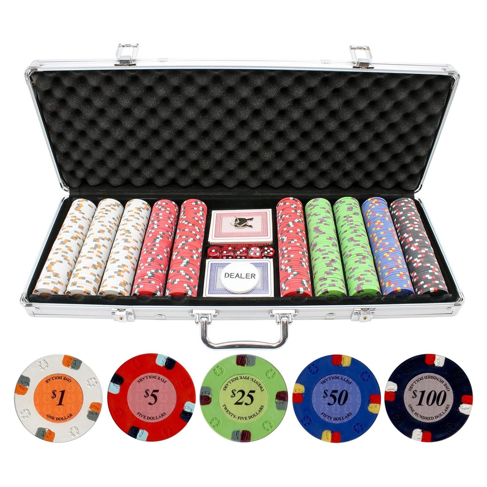 Juego de Fichas de Póker JPC 500pc 13.5g Calidad Casino