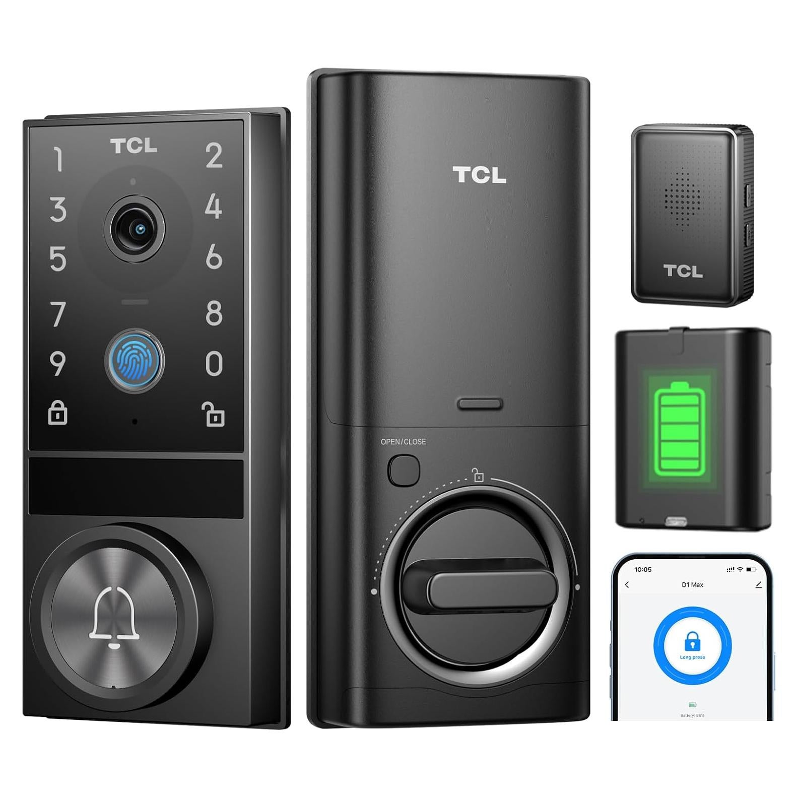 Cerradura de Video Inteligente TCL D1 Max 2K WiFi con Huella