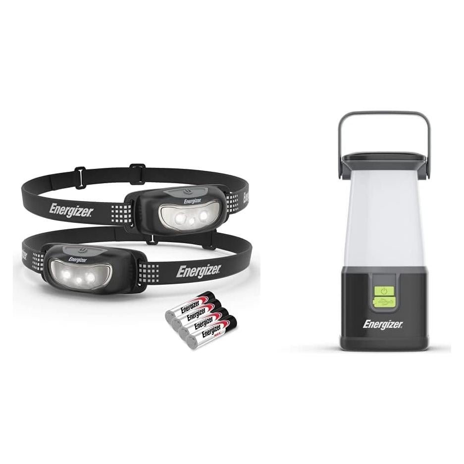 Linterna Frontal LED Energizer Universal+ 2-Pack IPX4 + Linterna 360 PRO