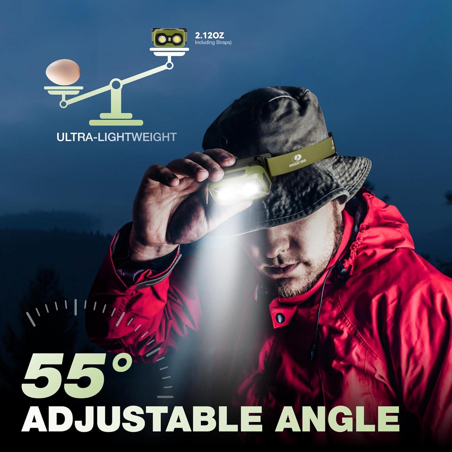 Linterna Frontal Recargable Mossy Oak 600 Lúmenes Verde