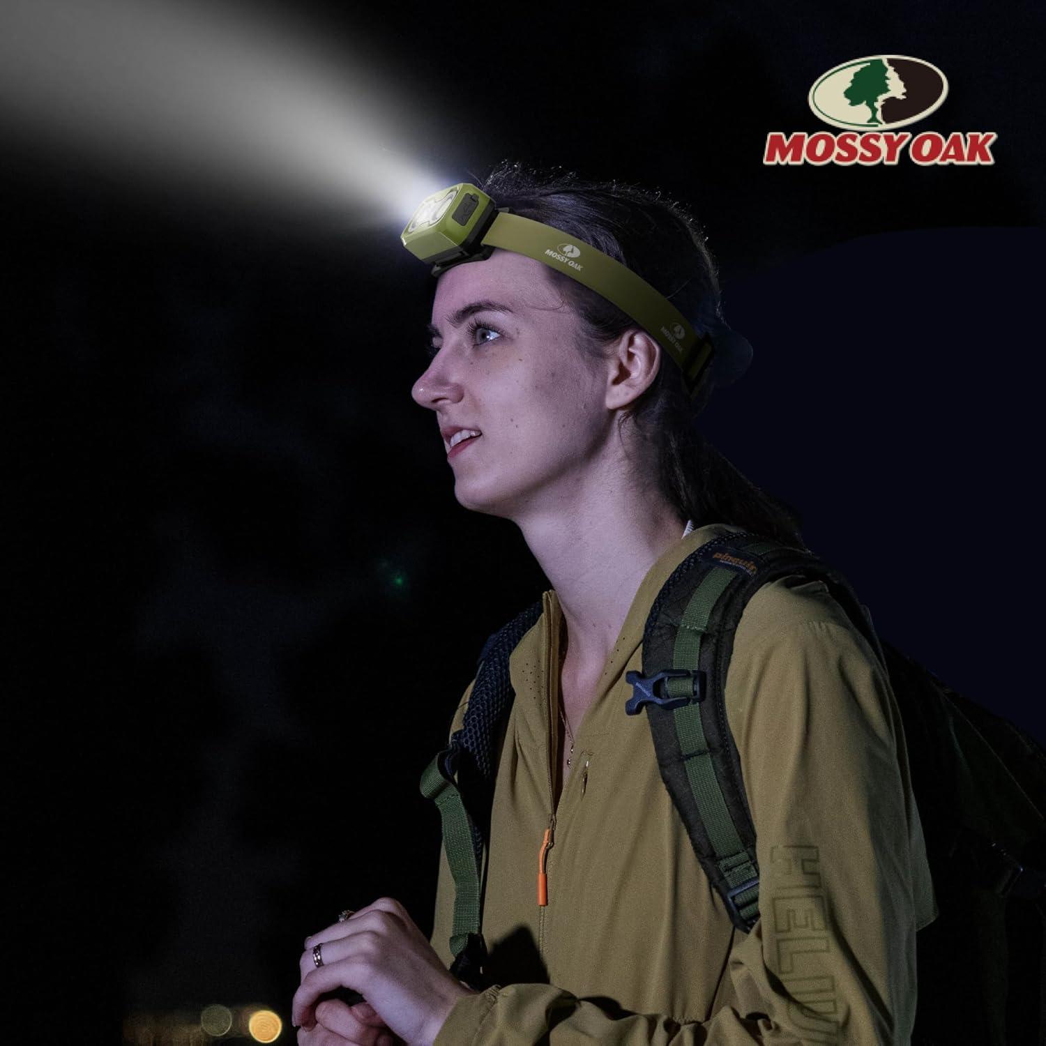 Linterna Frontal Recargable Mossy Oak 600 Lúmenes Verde