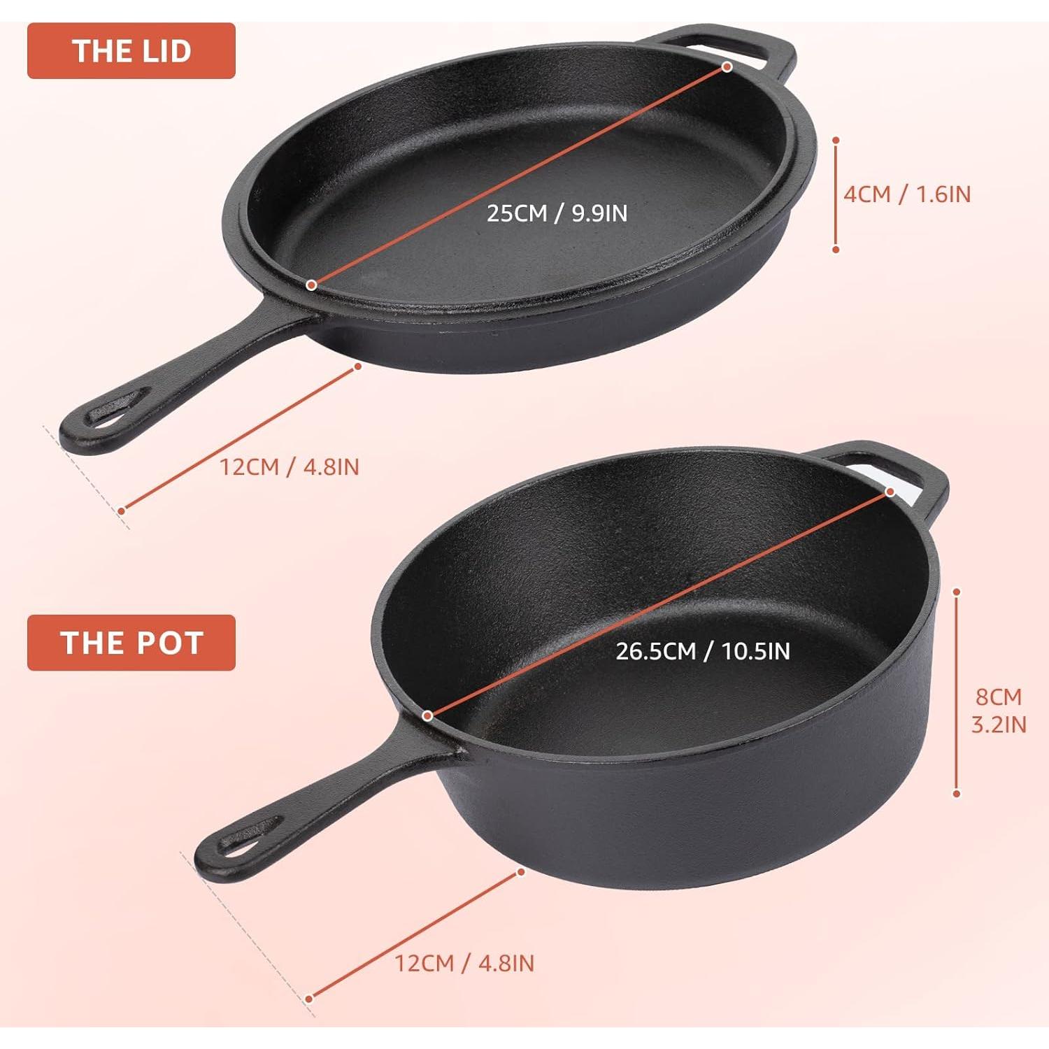 Sartén de Hierro Fundido 2-en-1 Overmont con Tapa 43.2 cm