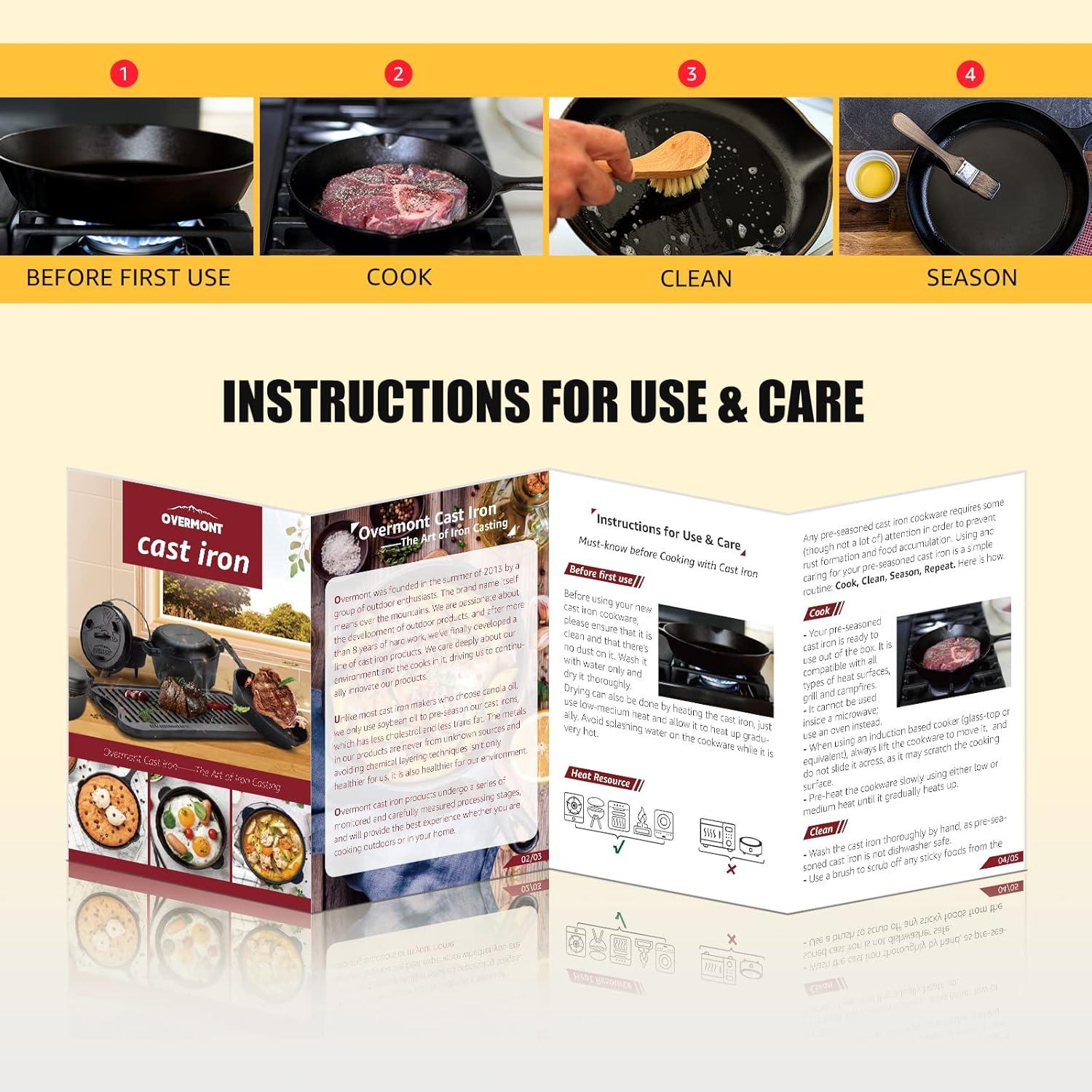 Sartén de Hierro Fundido 2-en-1 Overmont con Tapa 43.2 cm