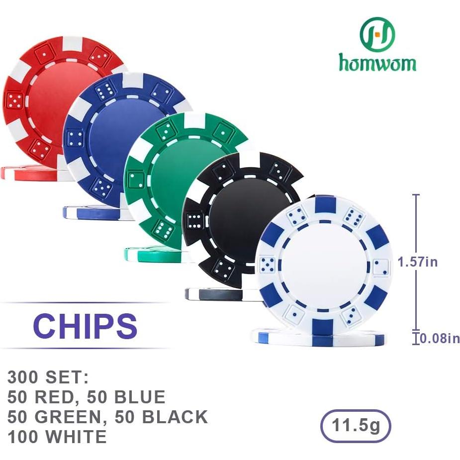 Juego de Fichas de Póker Homwom 300PCS con Estuche